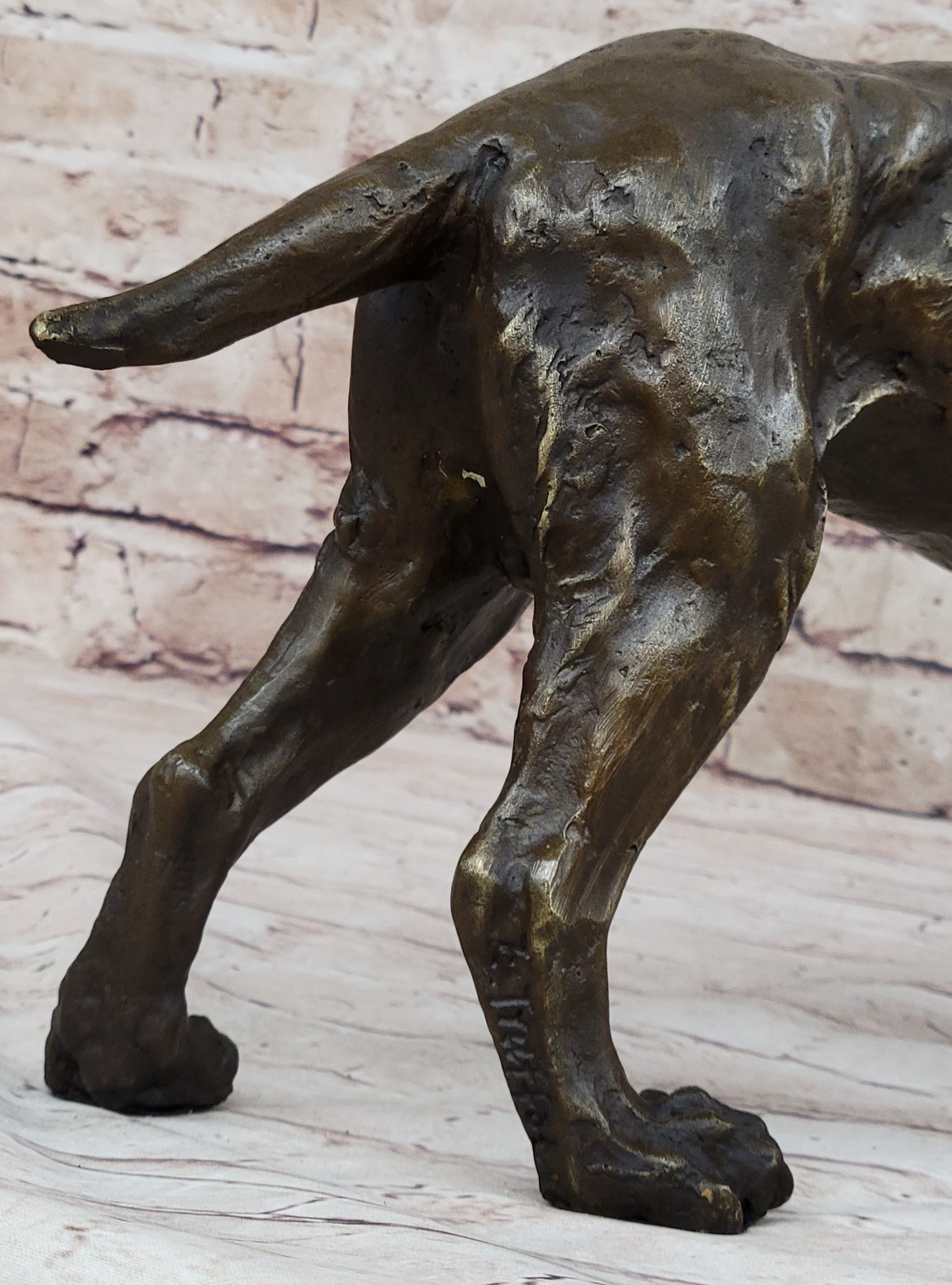 Signed Truffot Hunting Dog With Dead Bird Bronze Art Deco Sculpture Home Decor