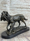Labrador Retriever with Bird Duck in Mouth Bronze Statue Sculpture Hunting Decor Marble Base