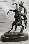 Cowboy Bucked off Rearing Horse Bronze Sculpture Statue Country Western Decor Marble Base