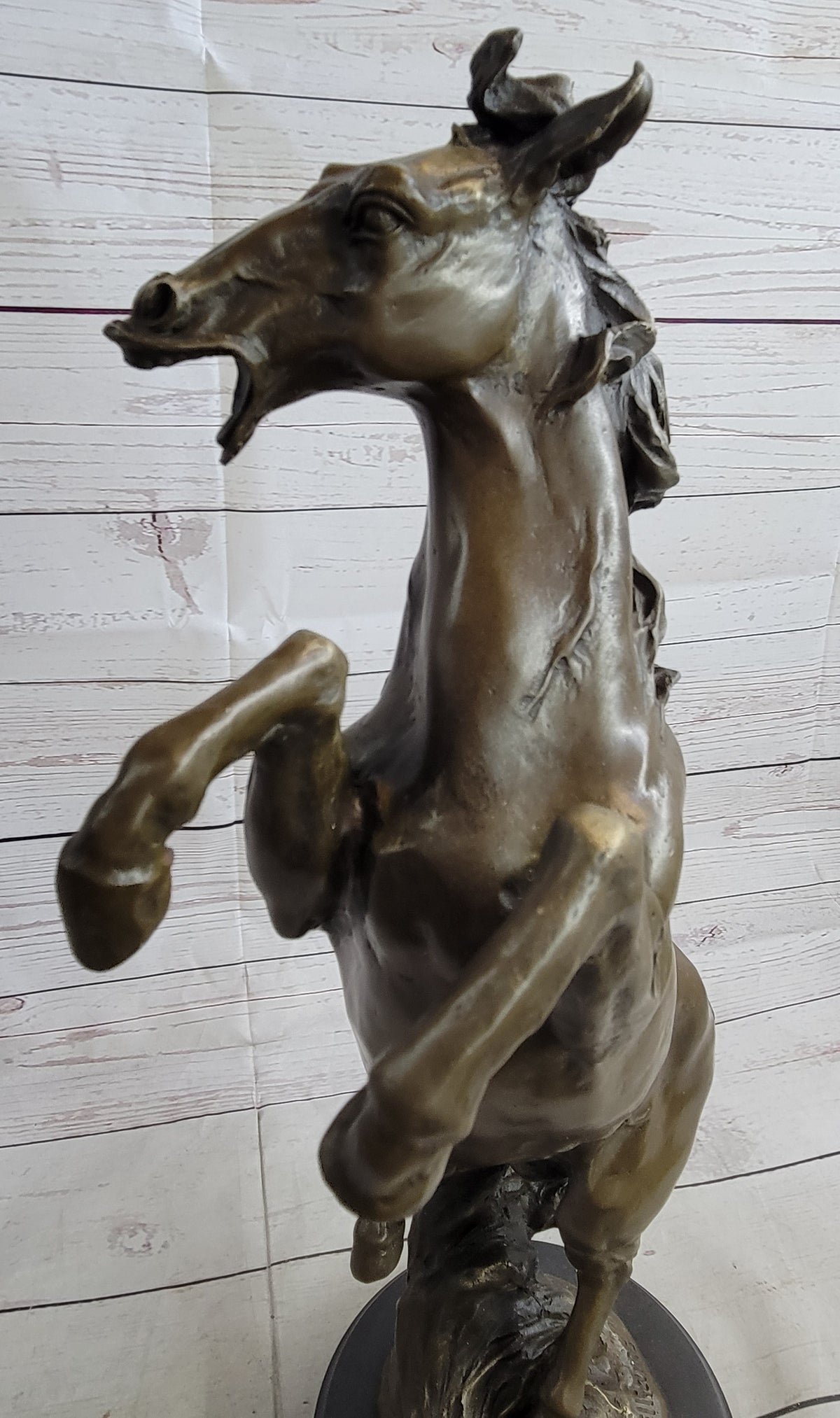 Hot Cast Bronze Rearing Stallion Horse Bronco Western Decor Signed Art Sculpture Statue