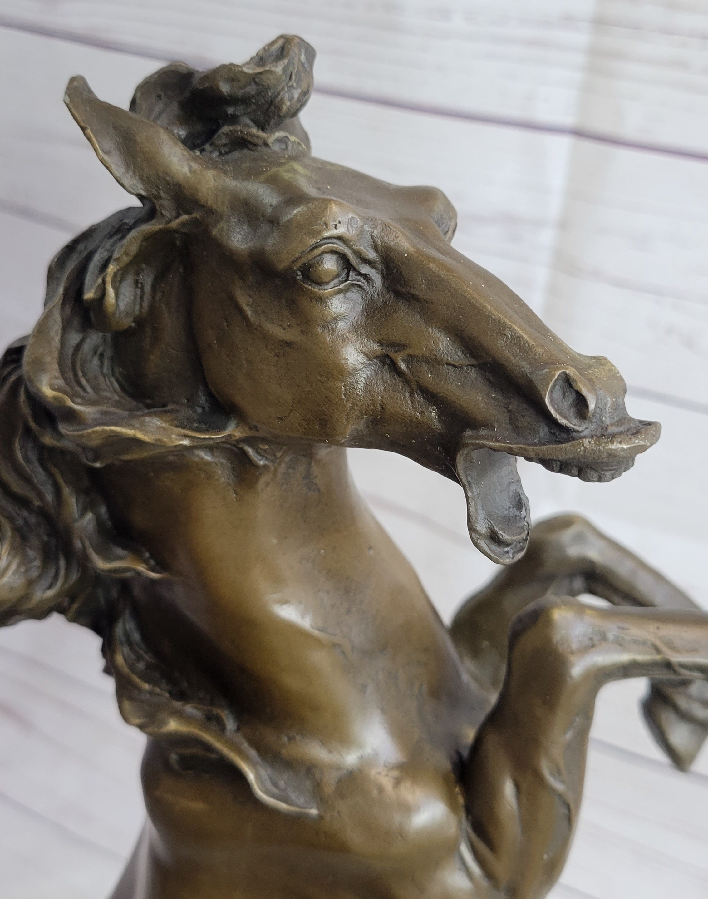 Hot Cast Bronze Rearing Stallion Horse Bronco Western Decor Signed Art Sculpture Statue