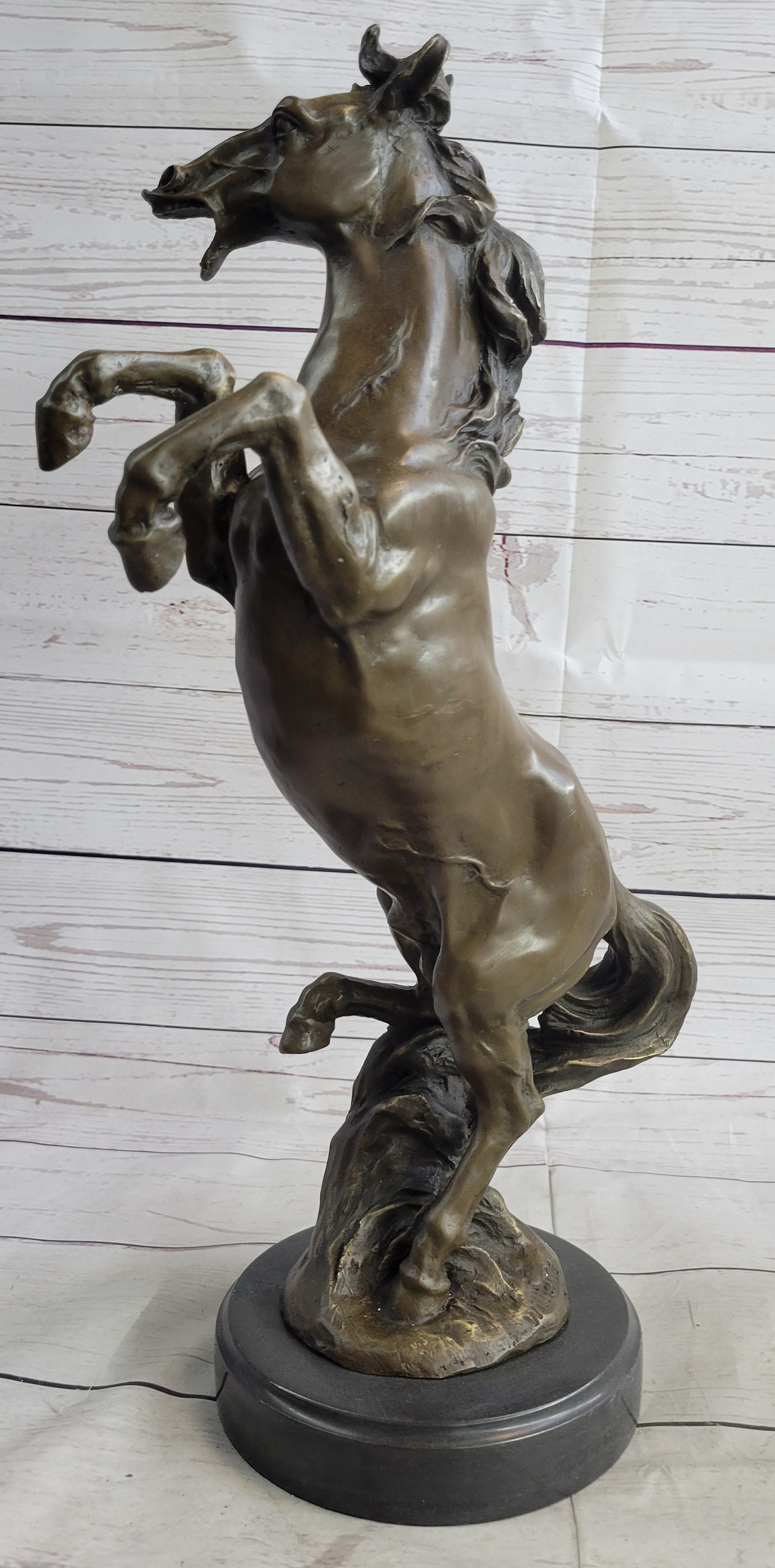 Hot Cast Bronze Rearing Stallion Horse Bronco Western Decor Signed Art Sculpture Statue