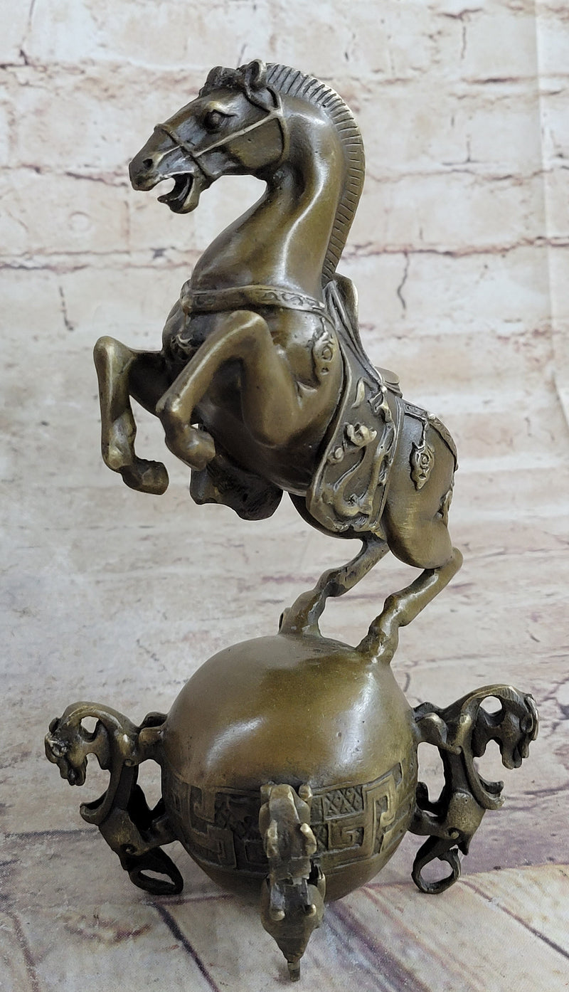Chinese Tang Horse Lost Wax Bronze Metal Sculpture Handmade Art by Milo