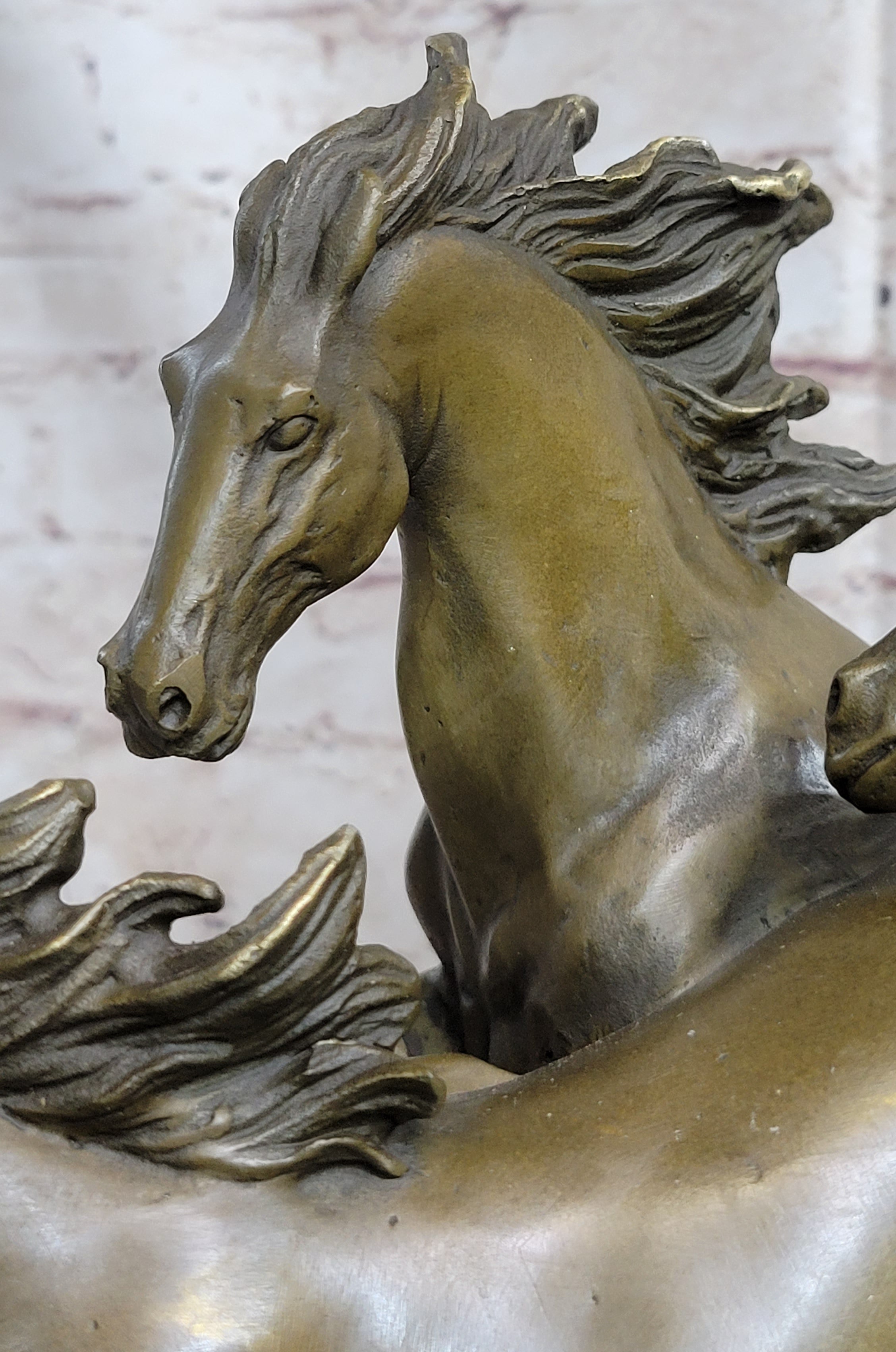 Bronze Marble Statue Wild Horse Galloping Mustang Ranch Hot Cast Marble Figurine
