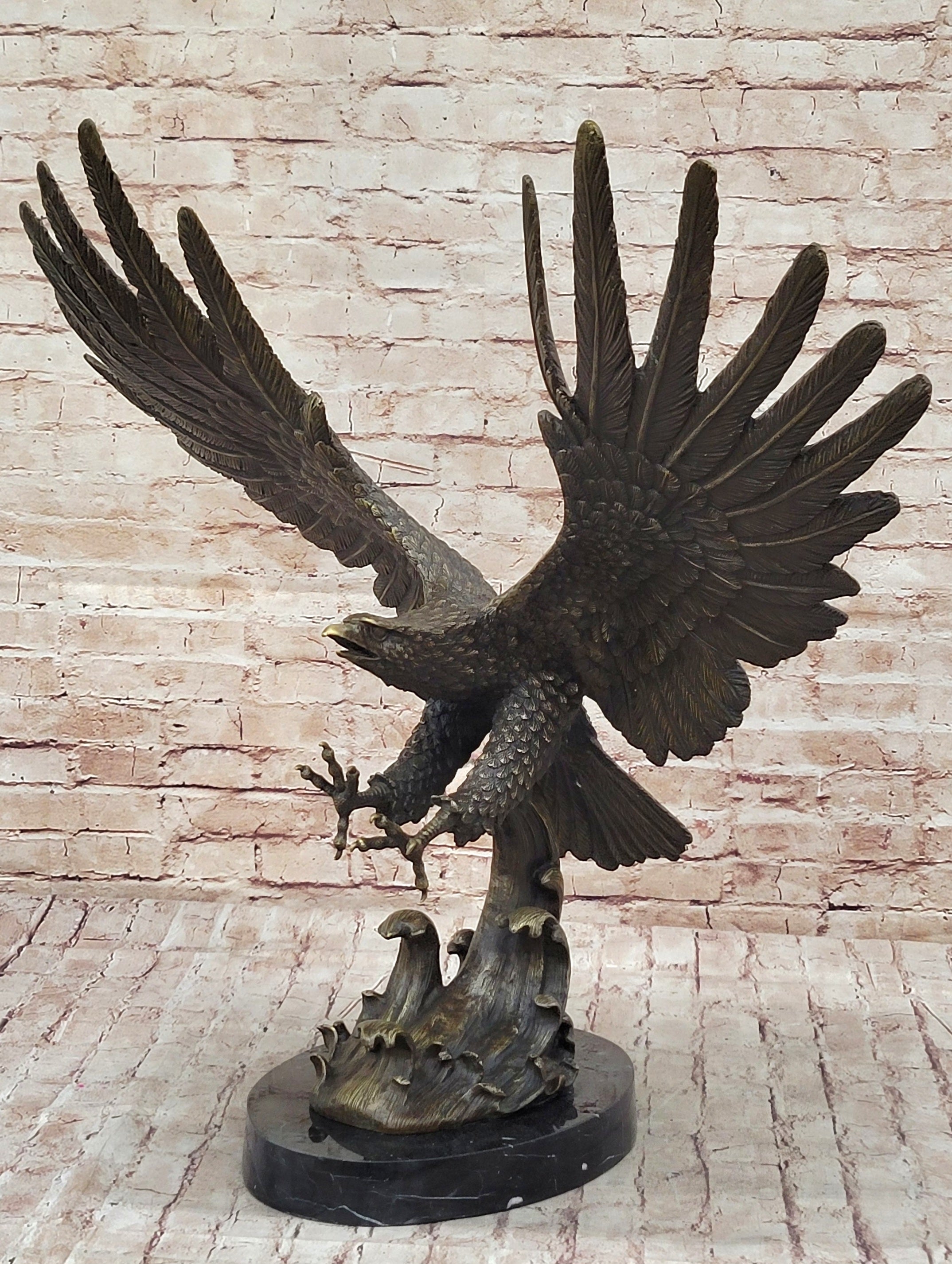 Bronze Metal Eagle Statue Sculpture Garden Yard Original Casting 26"" x 31"