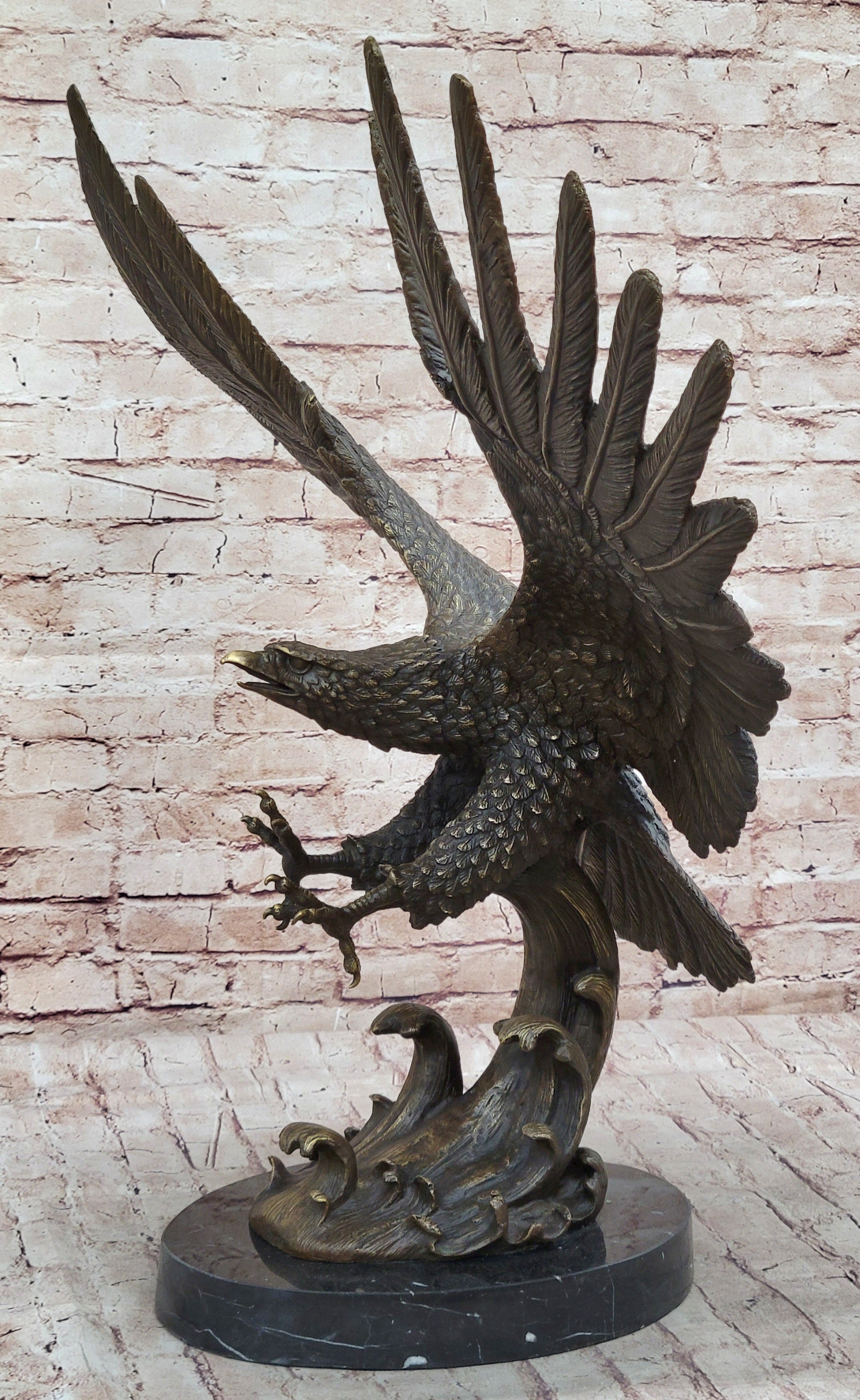 Bronze Metal Eagle Statue Sculpture Garden Yard Original Casting 26"" x 31"