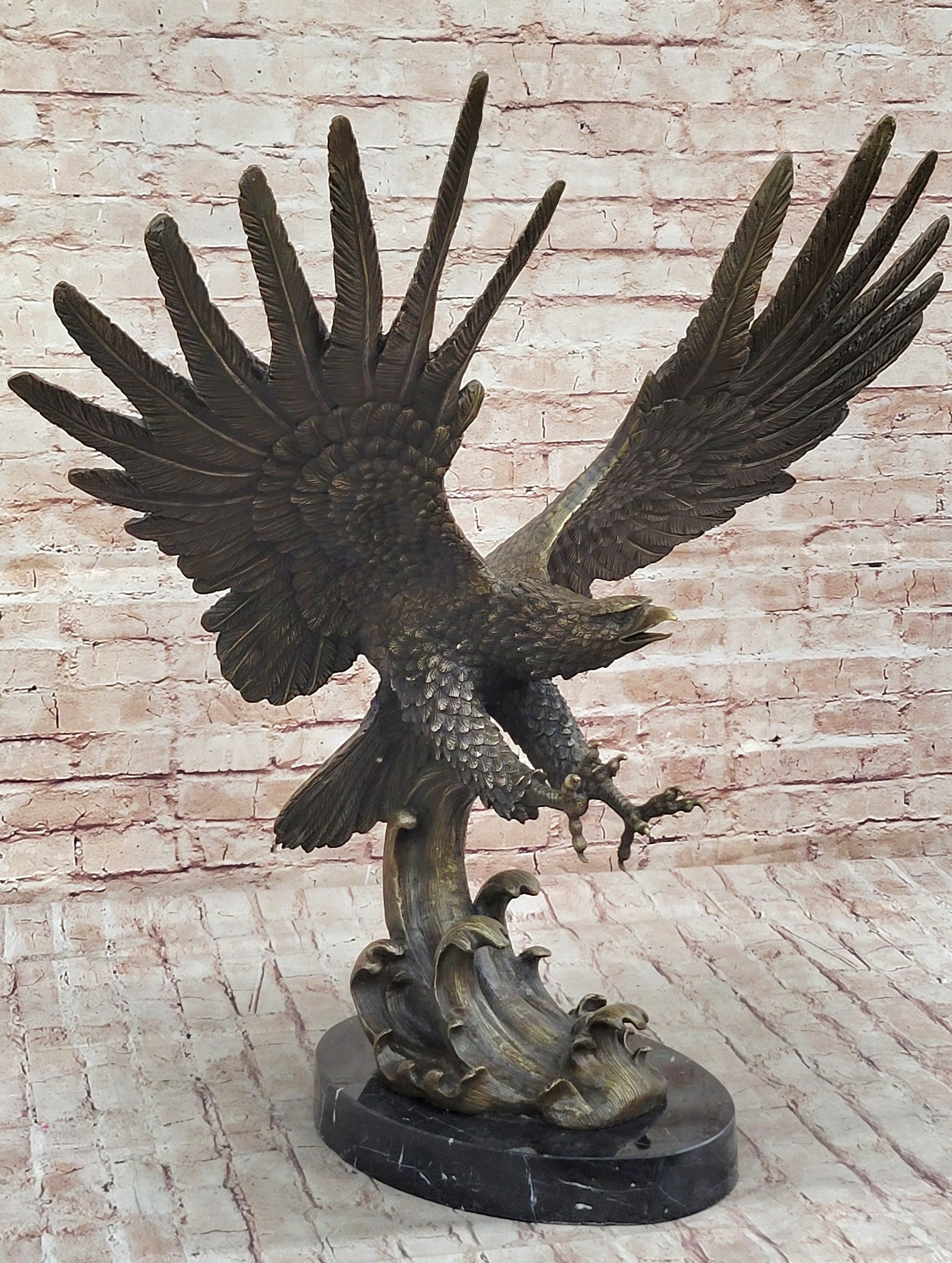 Bronze Metal Eagle Statue Sculpture Garden Yard Original Casting 26"" x 31"