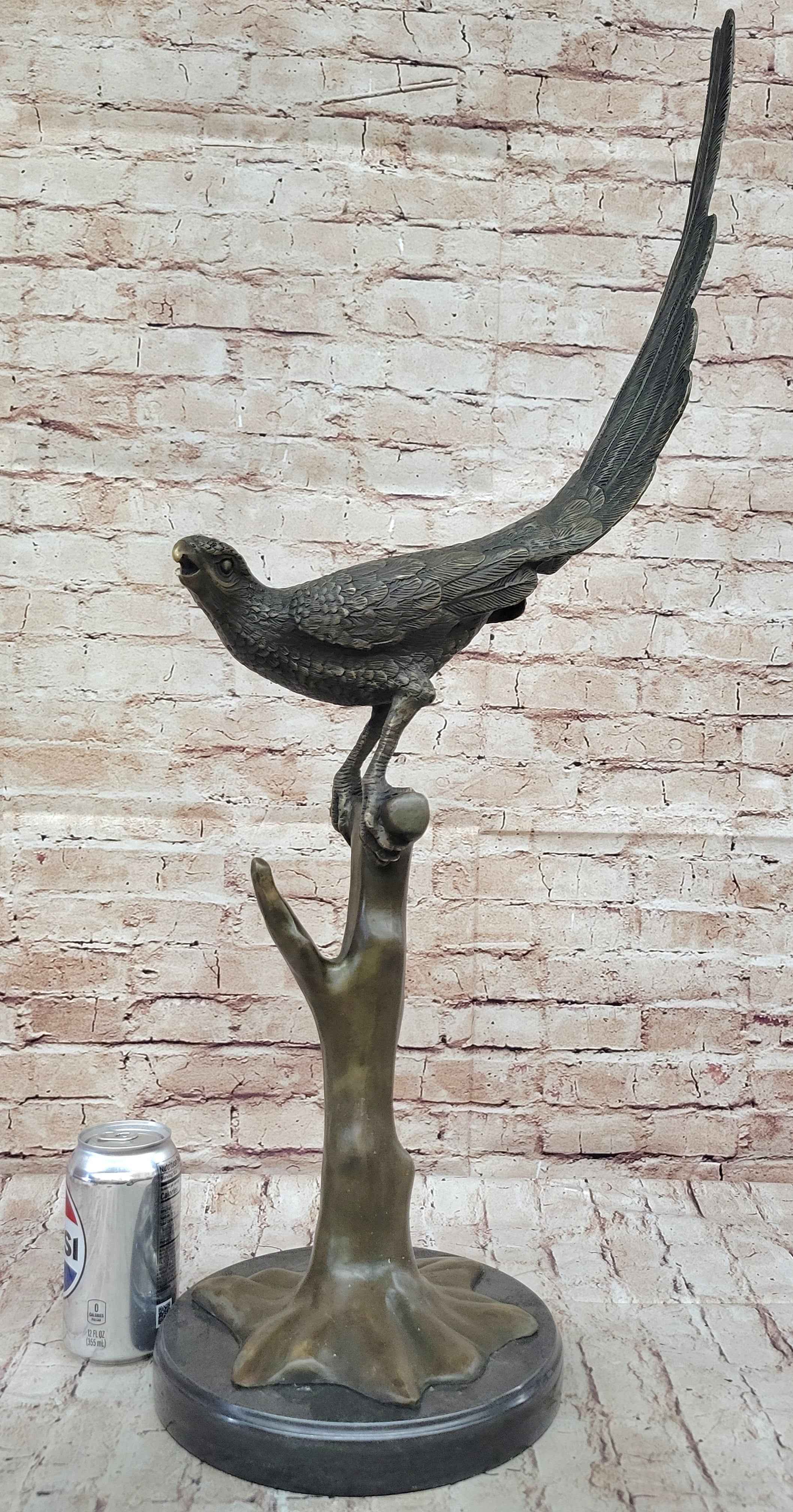 Milo Pheasant Bronze Sculpture – Striking Tall-Tailed Bird on Marble Base