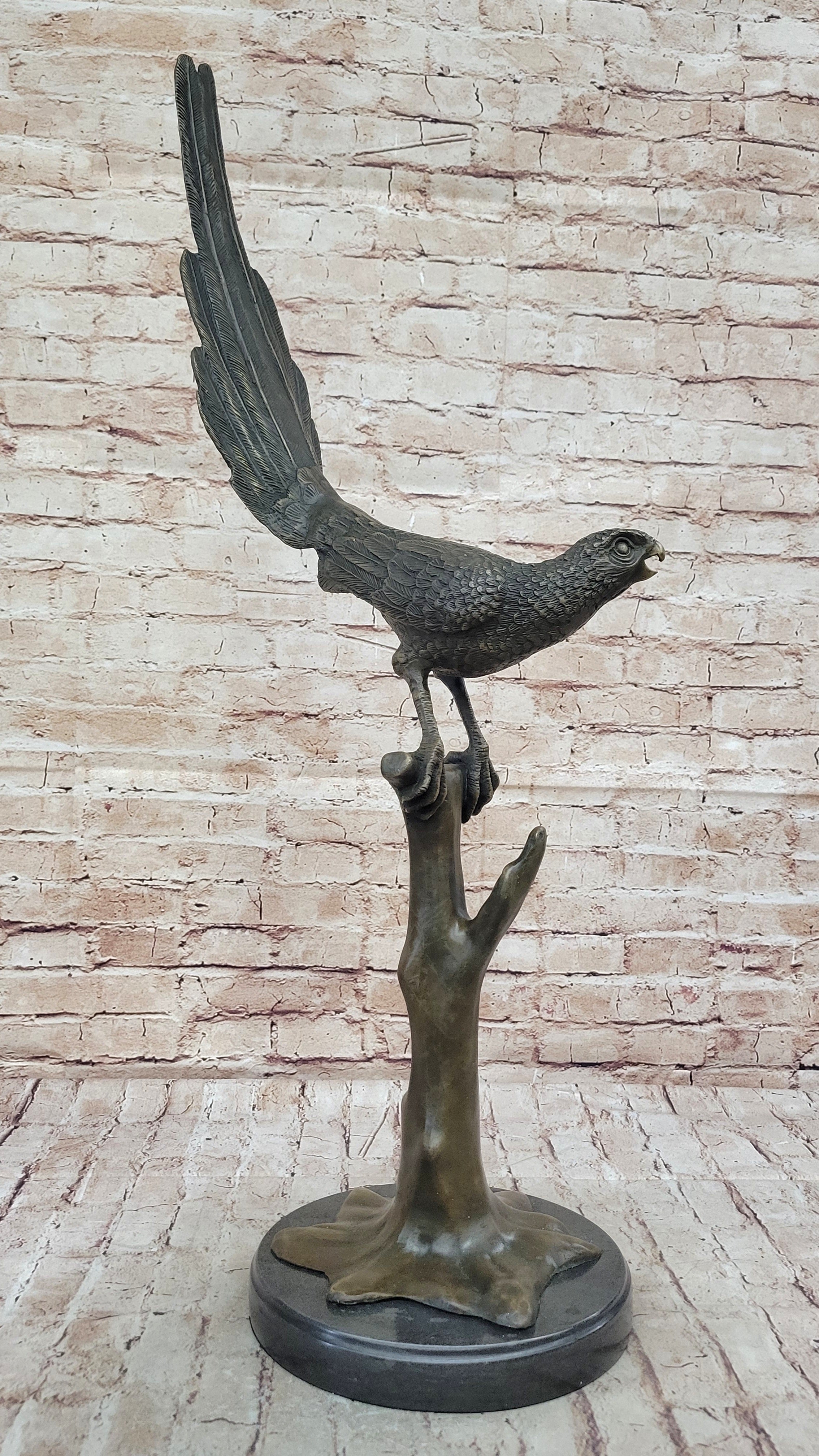 Milo Pheasant Bronze Sculpture – Striking Tall-Tailed Bird on Marble Base