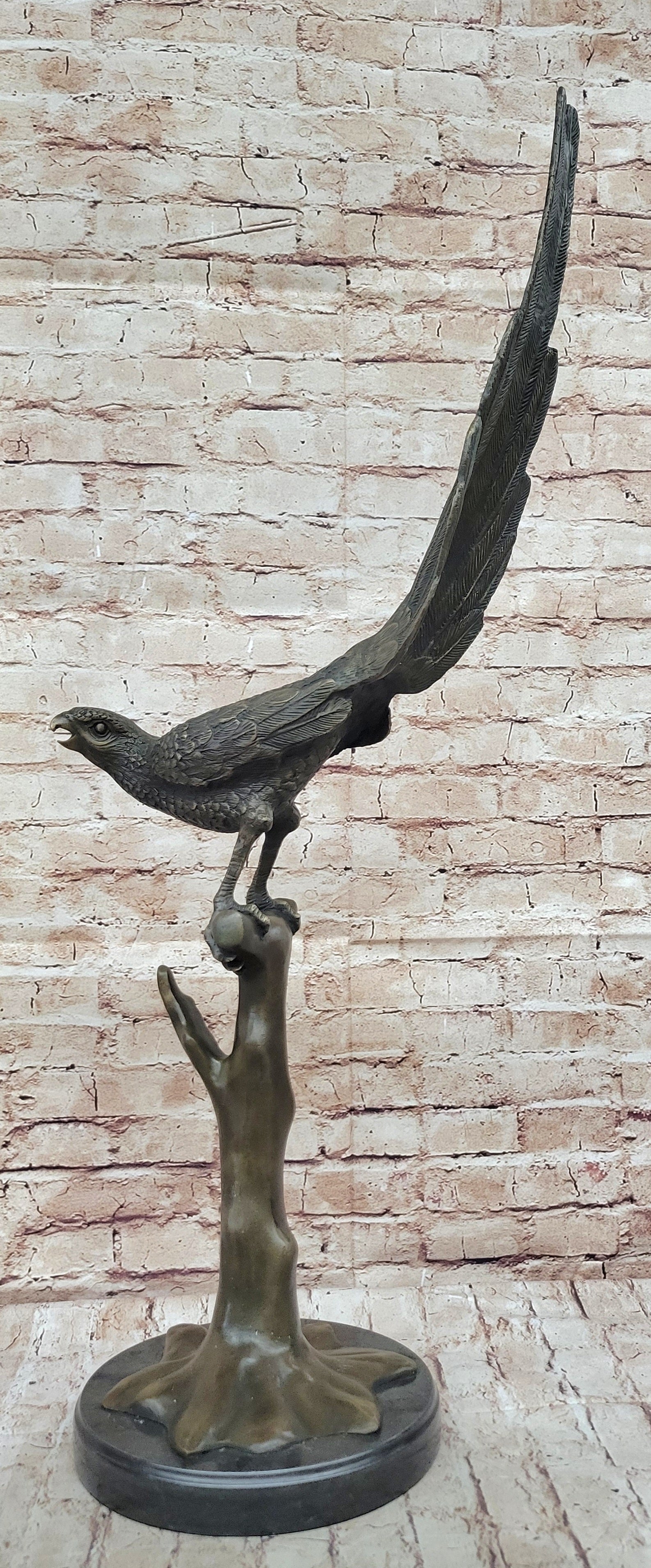 Milo Pheasant Bronze Sculpture – Striking Tall-Tailed Bird on Marble Base