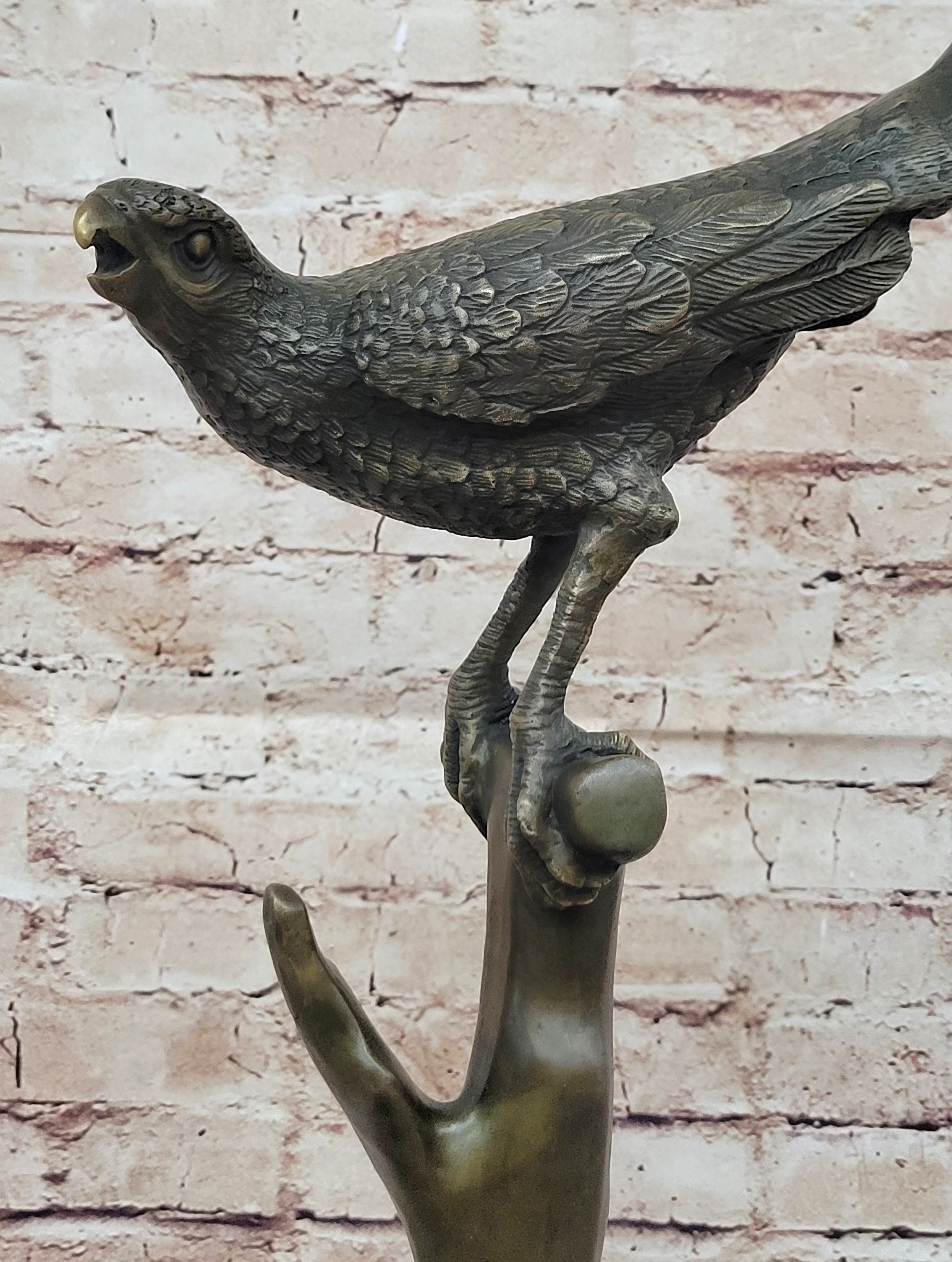 Milo Pheasant Bronze Sculpture – Striking Tall-Tailed Bird on Marble Base