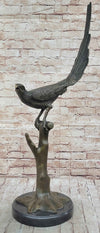 Milo Pheasant Bronze Sculpture – Striking Tall-Tailed Bird on Marble Base