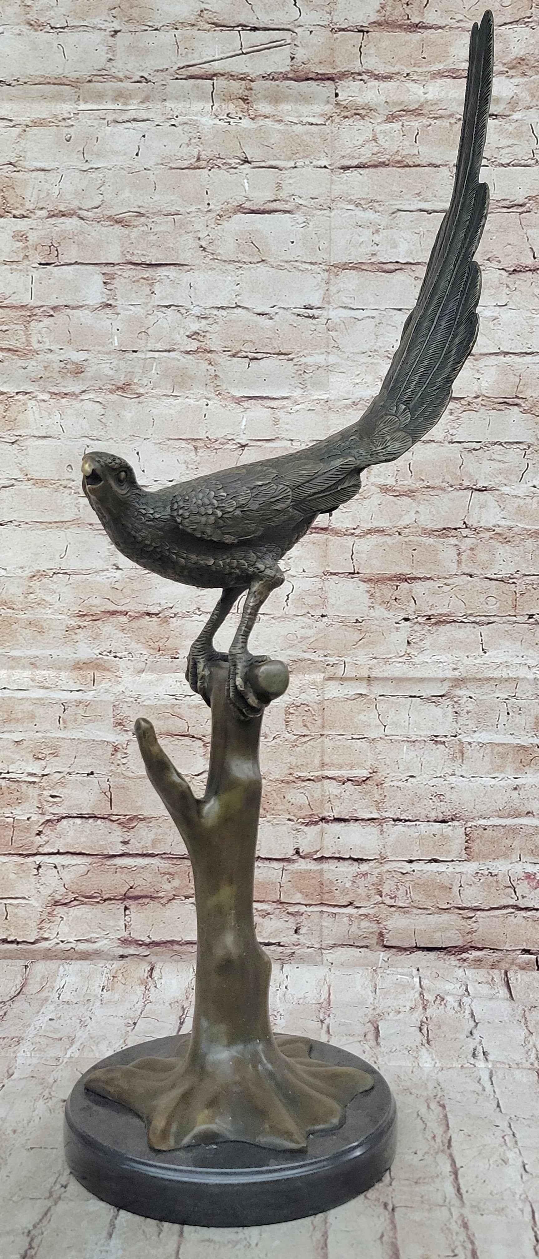Milo Pheasant Bronze Sculpture – Striking Tall-Tailed Bird on Marble Base