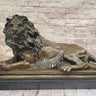 Guardian Lion Bronze Metal Figure Sculpture Statue on Marble Base after Antoine Barye