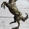 Signed Barye Excited Rearing Horse Bronze Marble Sculpture Racing Marble Figure