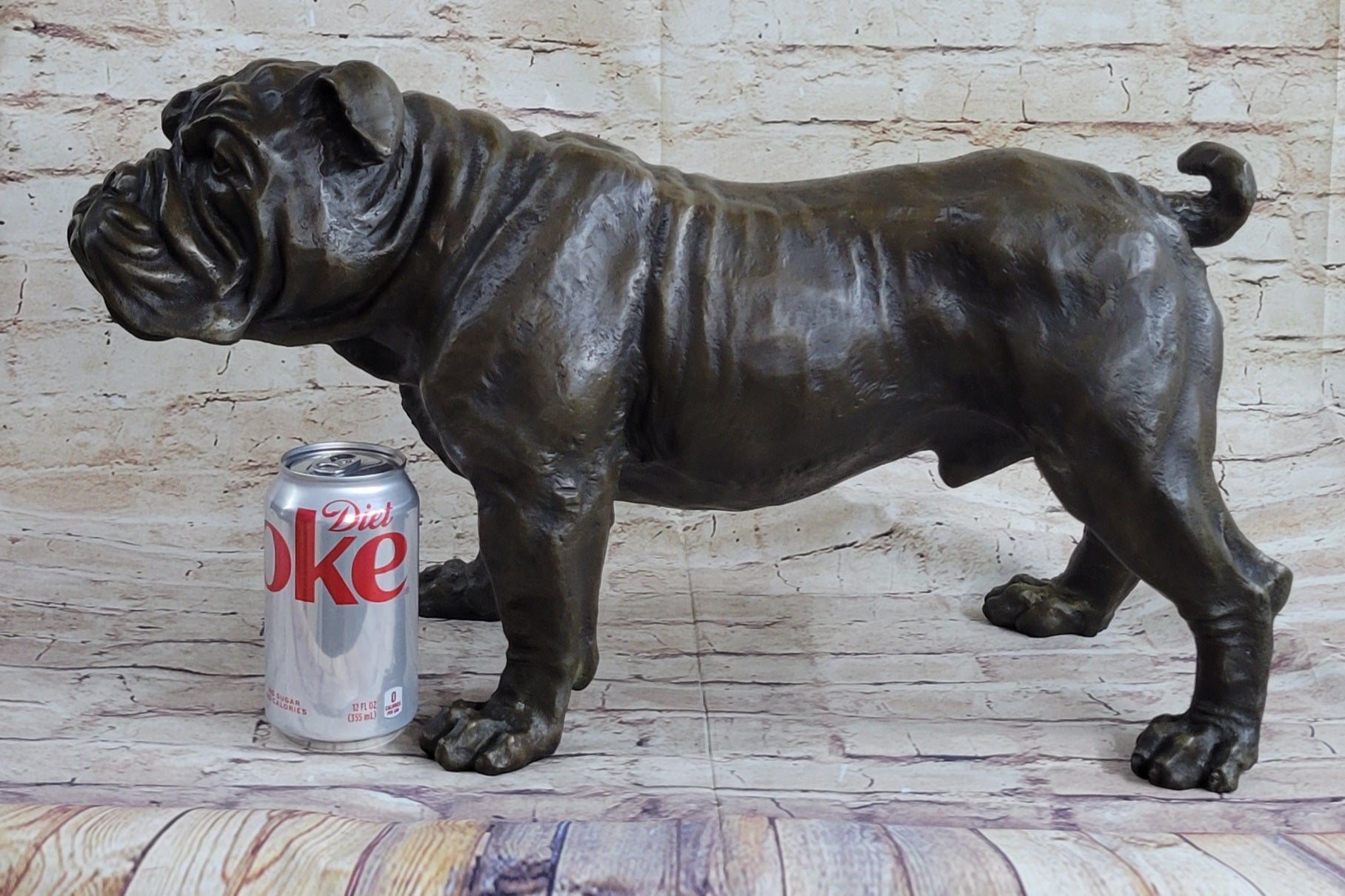 Signed Original Extra Large English Bulldog Dog Animal Bronze Sculpture Statue