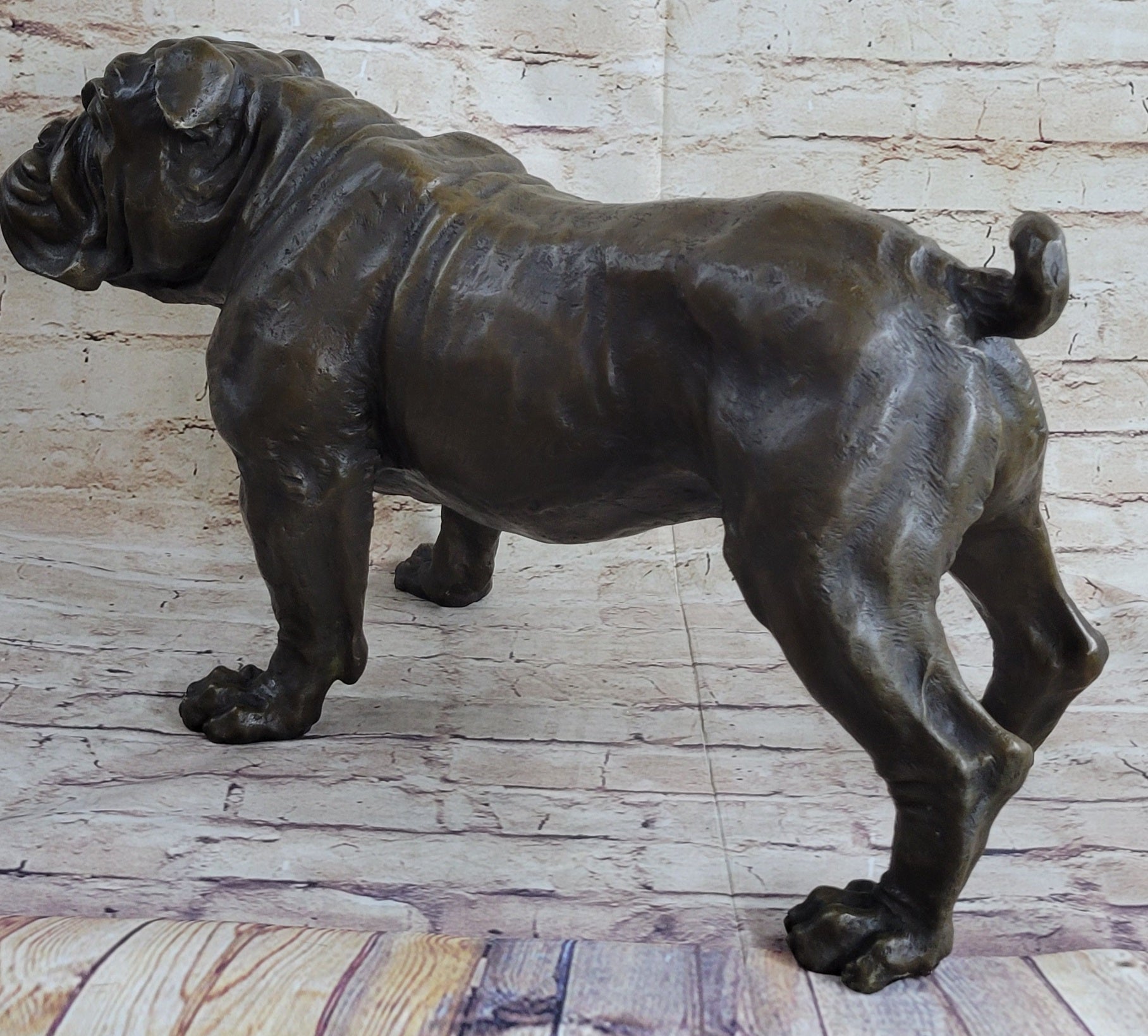 Signed Original Extra Large English Bulldog Dog Animal Bronze Sculpture Statue