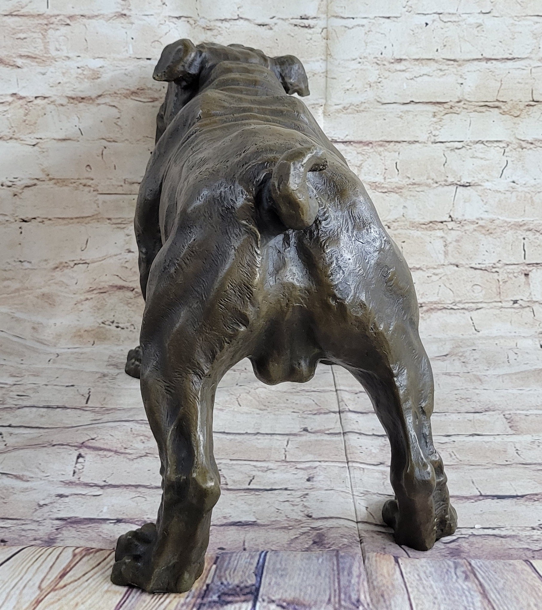 Signed Original Extra Large English Bulldog Dog Animal Bronze Sculpture Statue