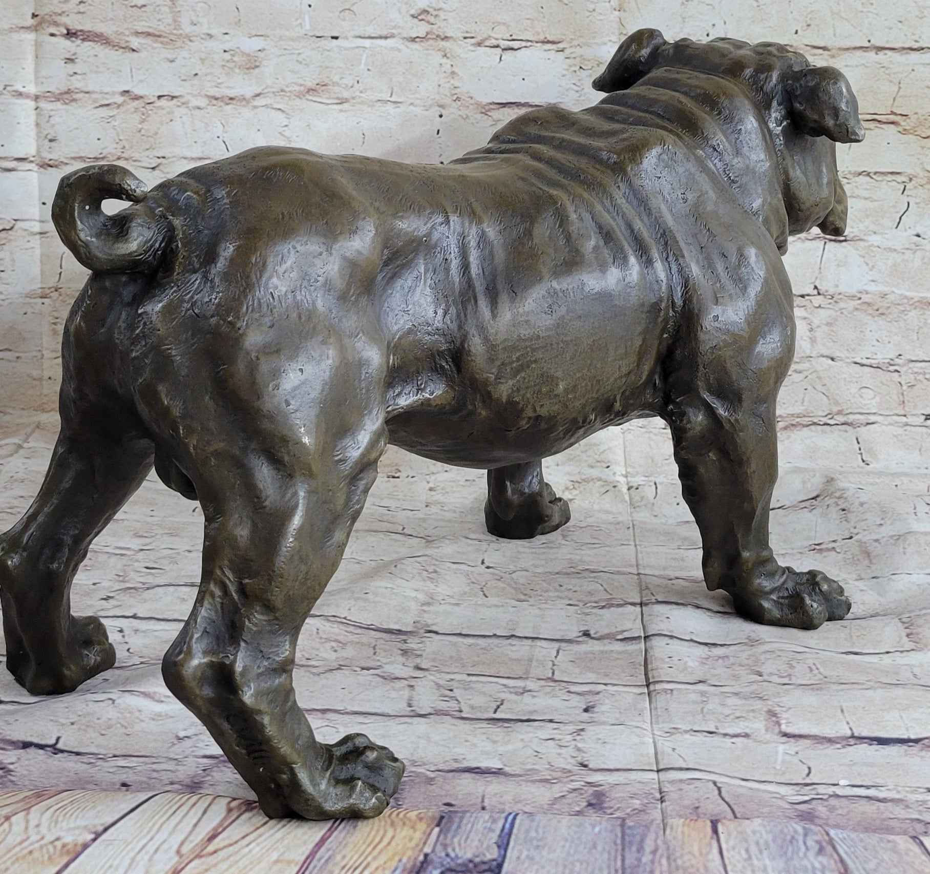 Signed Original Extra Large English Bulldog Dog Animal Bronze Sculpture Statue