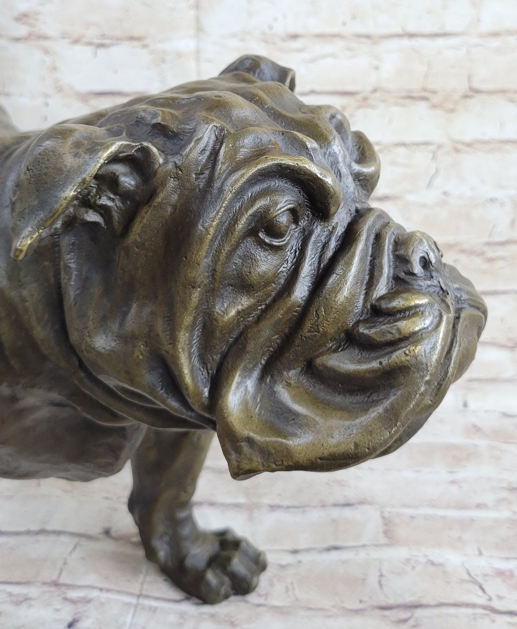 Signed Original Extra Large English Bulldog Dog Animal Bronze Sculpture Statue