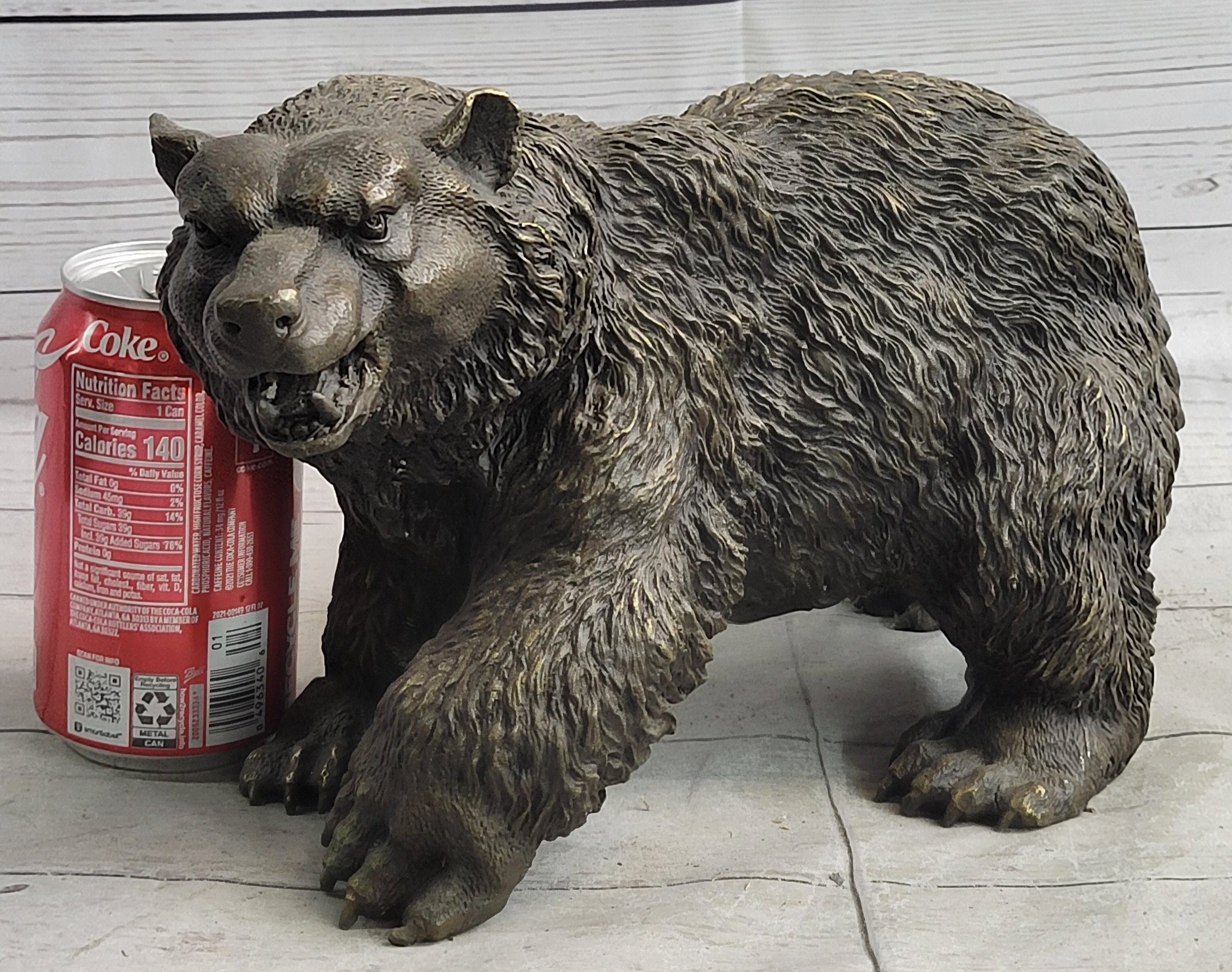 Bronze Metal Bear Figurine Sculpture Statue Handmade Art Figure