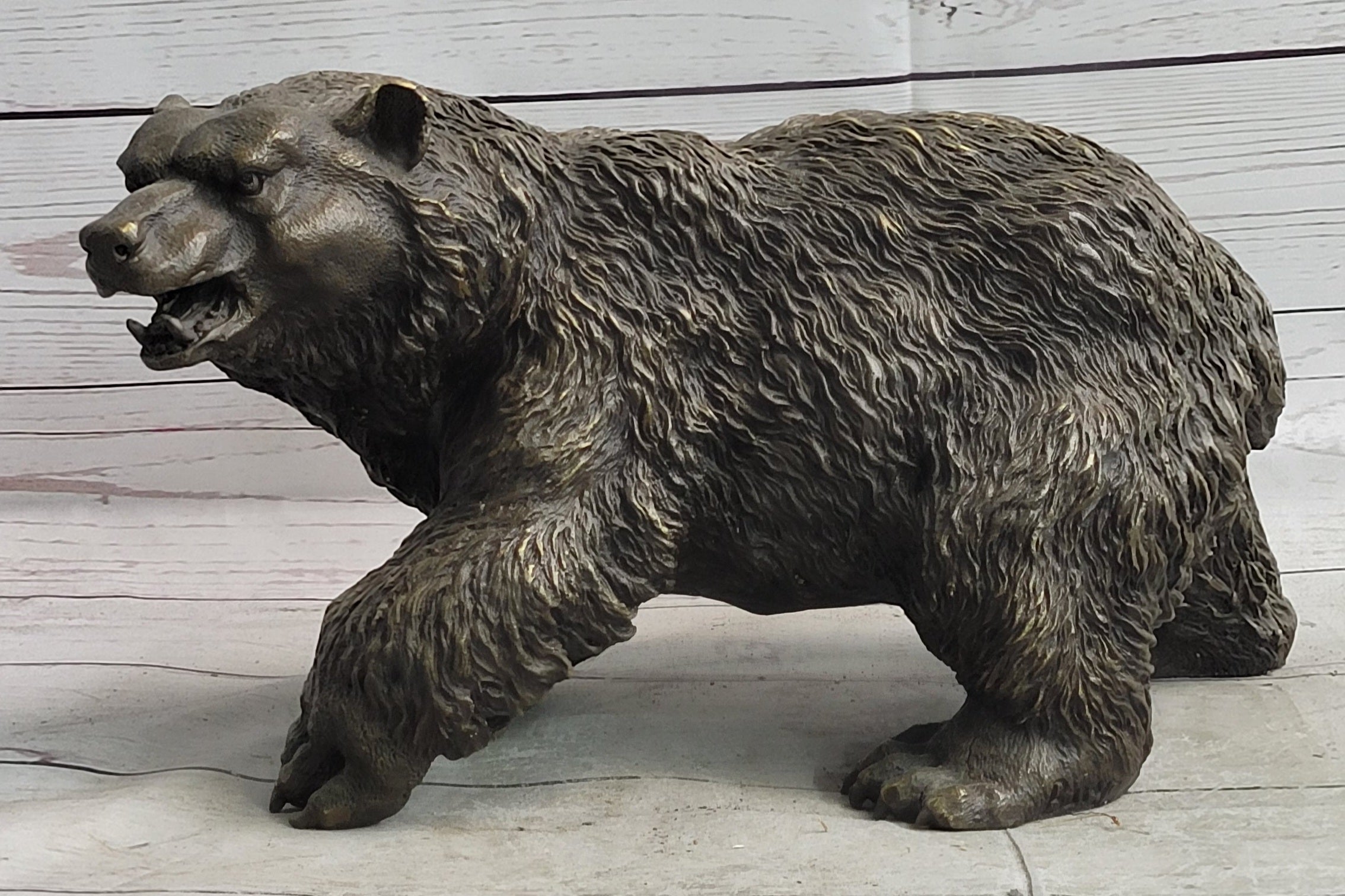 Bronze Metal Bear Figurine Sculpture Statue Handmade Art Figure
