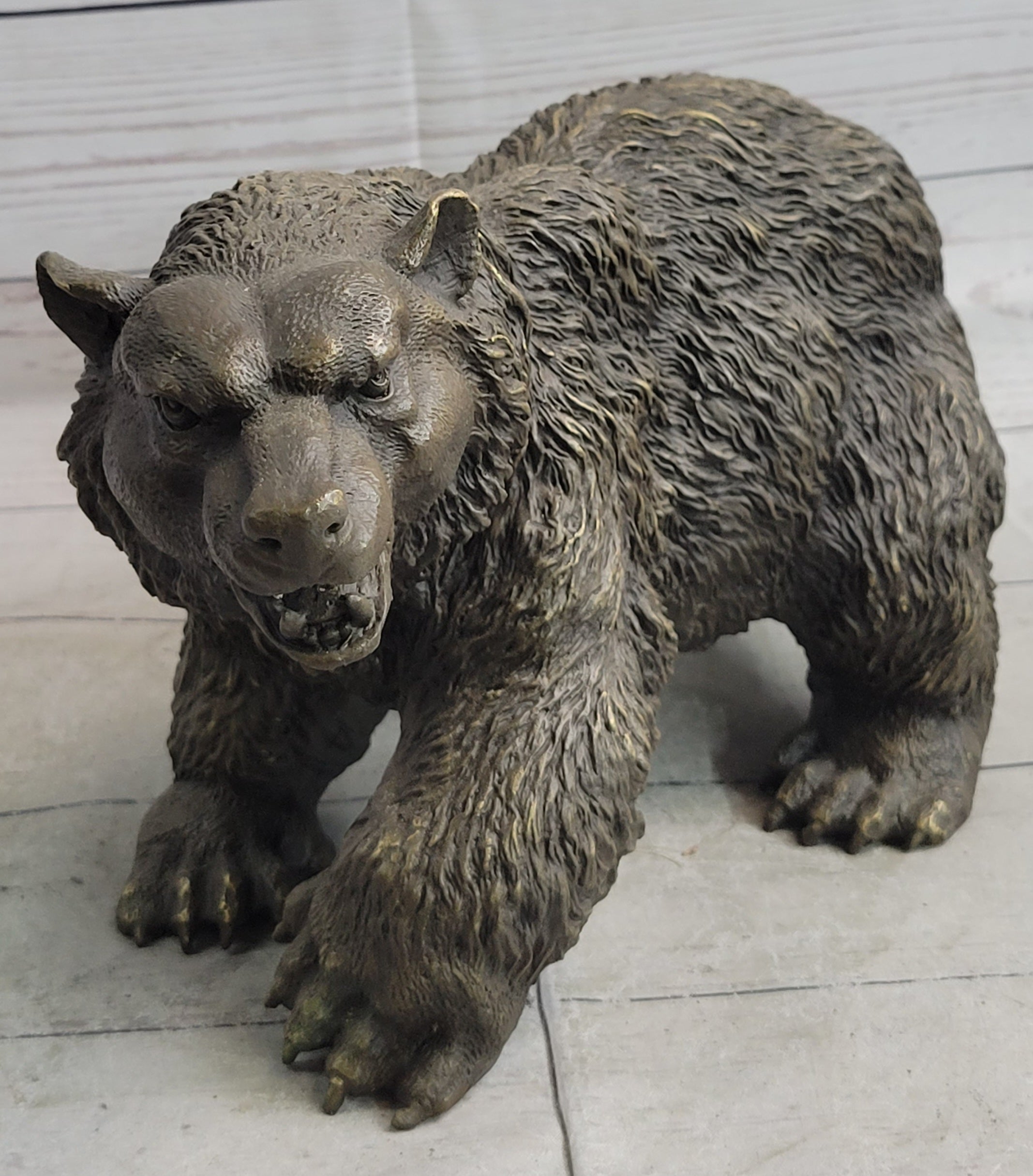 Bronze Metal Bear Figurine Sculpture Statue Handmade Art Figure
