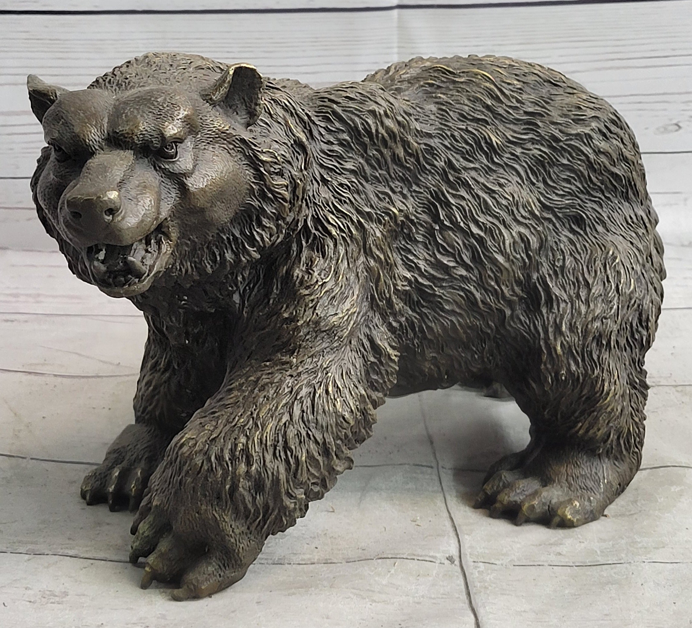 Bronze Metal Bear Figurine Sculpture Statue Handmade Art Figure