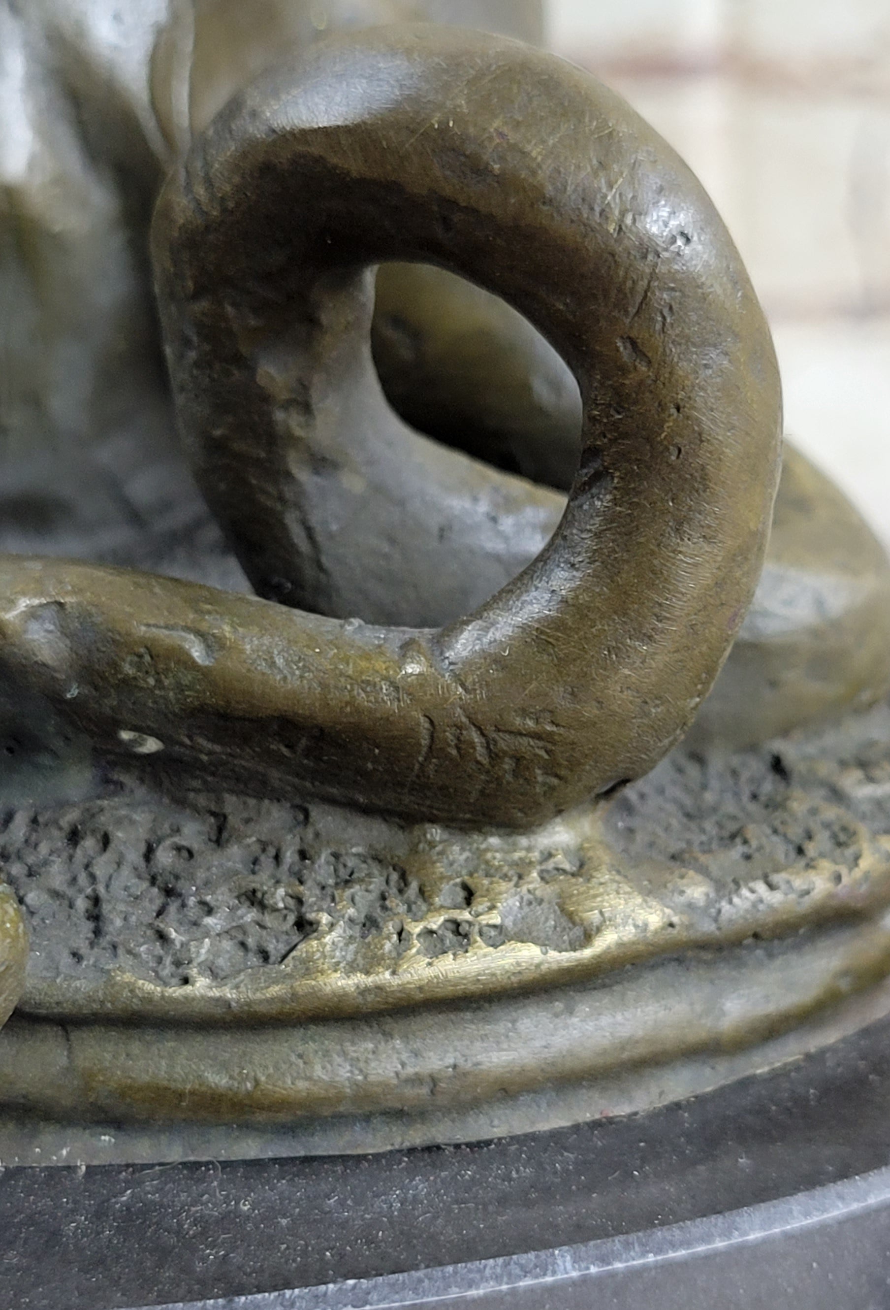 Panther Puma Mountain Lion vs. Alligator Cayman Crocodile Bronze Sculpture Statue