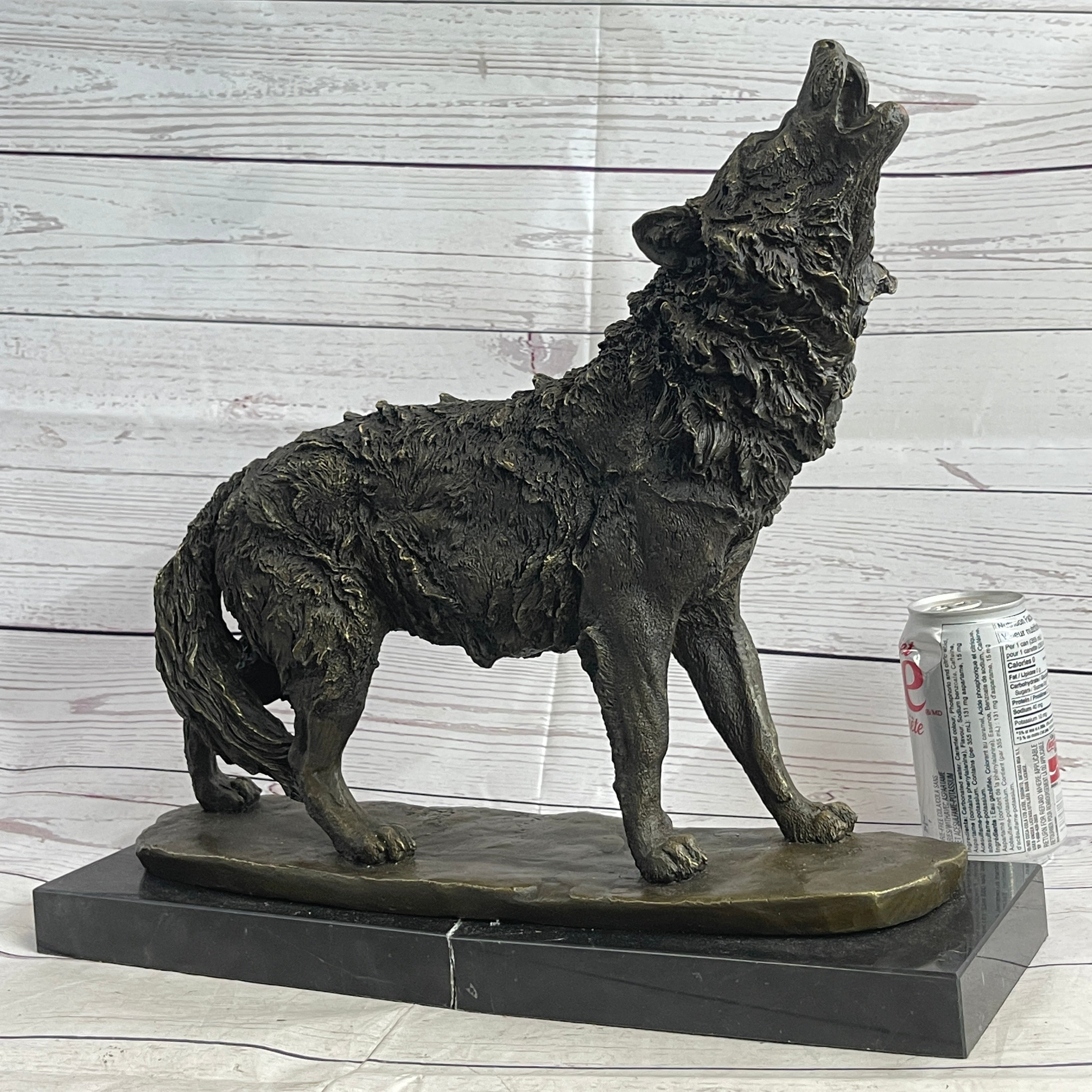 Extra Large Wild Animal Life Wolf Dog Bronze Sculpture Hot Cast Marble Figurine