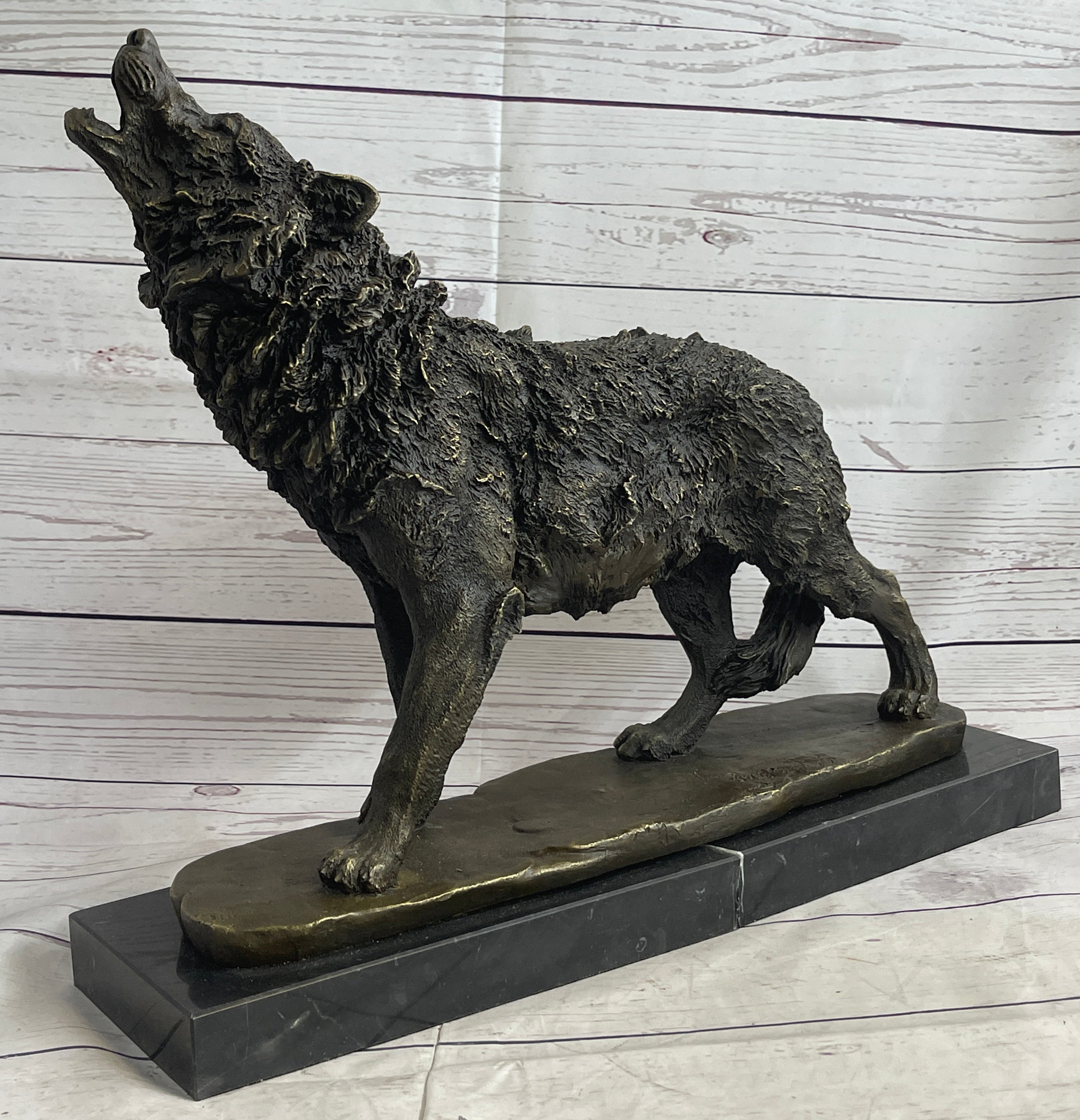 Extra Large Wild Animal Life Wolf Dog Bronze Sculpture Hot Cast Marble Figurine