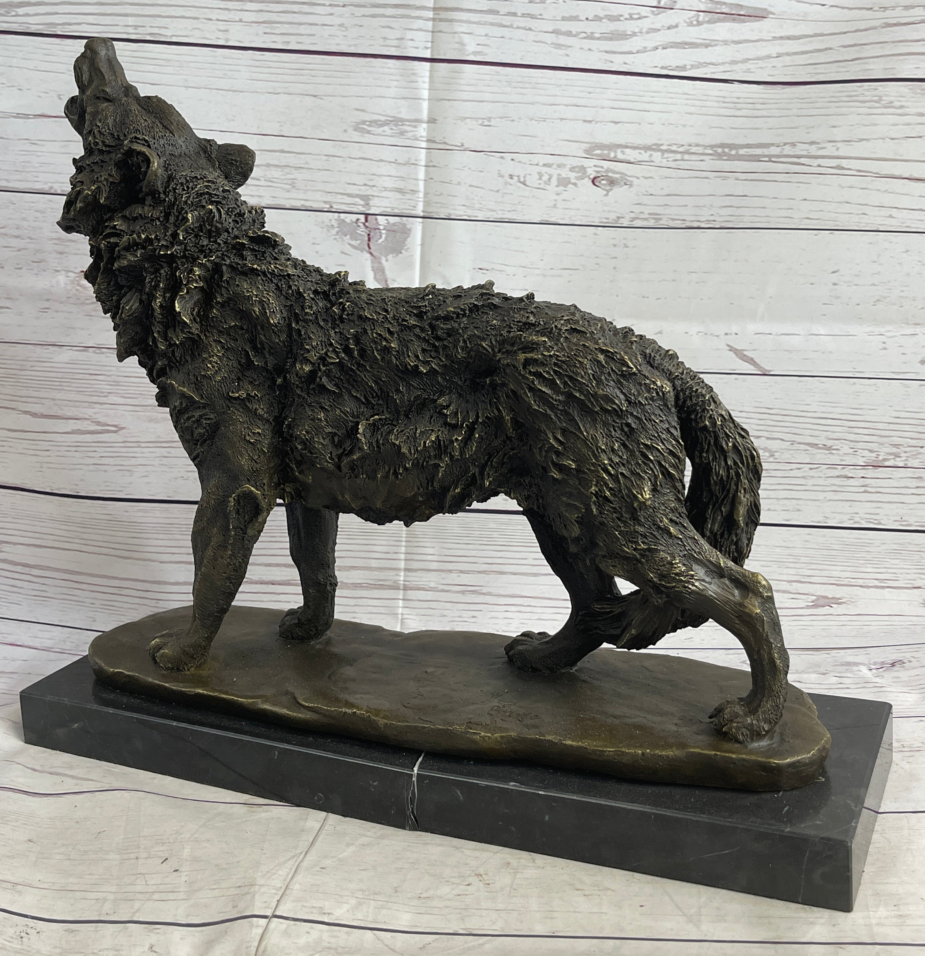 Extra Large Wild Animal Life Wolf Dog Bronze Sculpture Hot Cast Marble Figurine