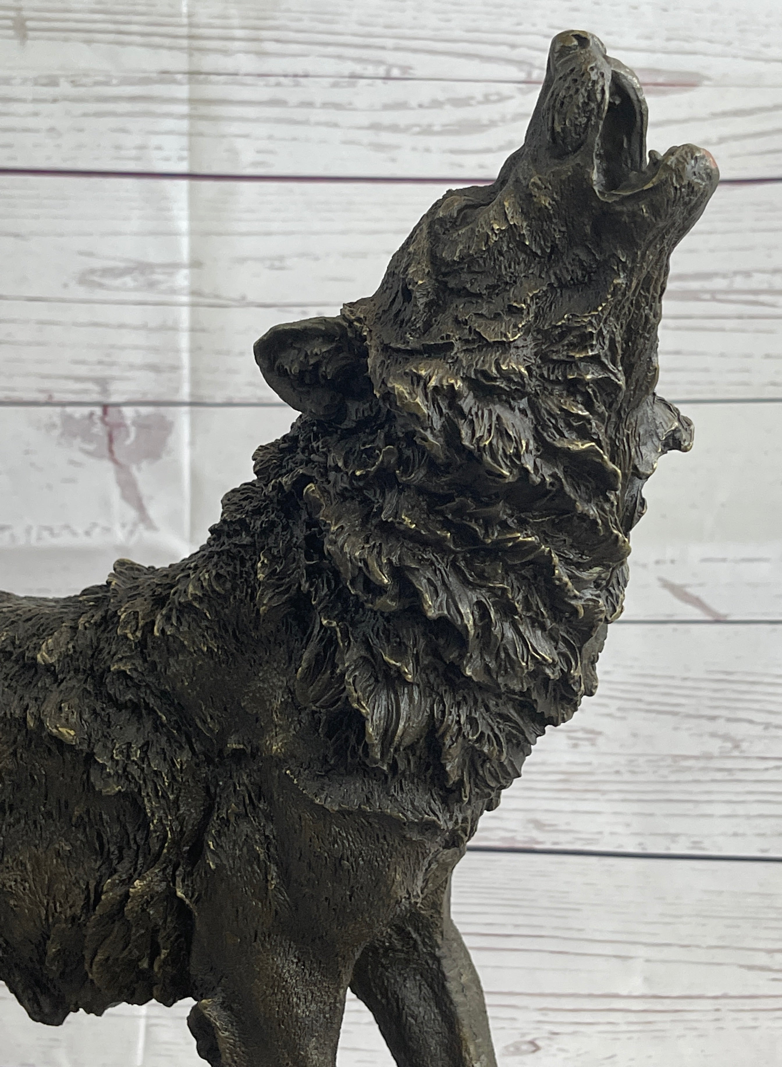 Extra Large Wild Animal Life Wolf Dog Bronze Sculpture Hot Cast Marble Figurine
