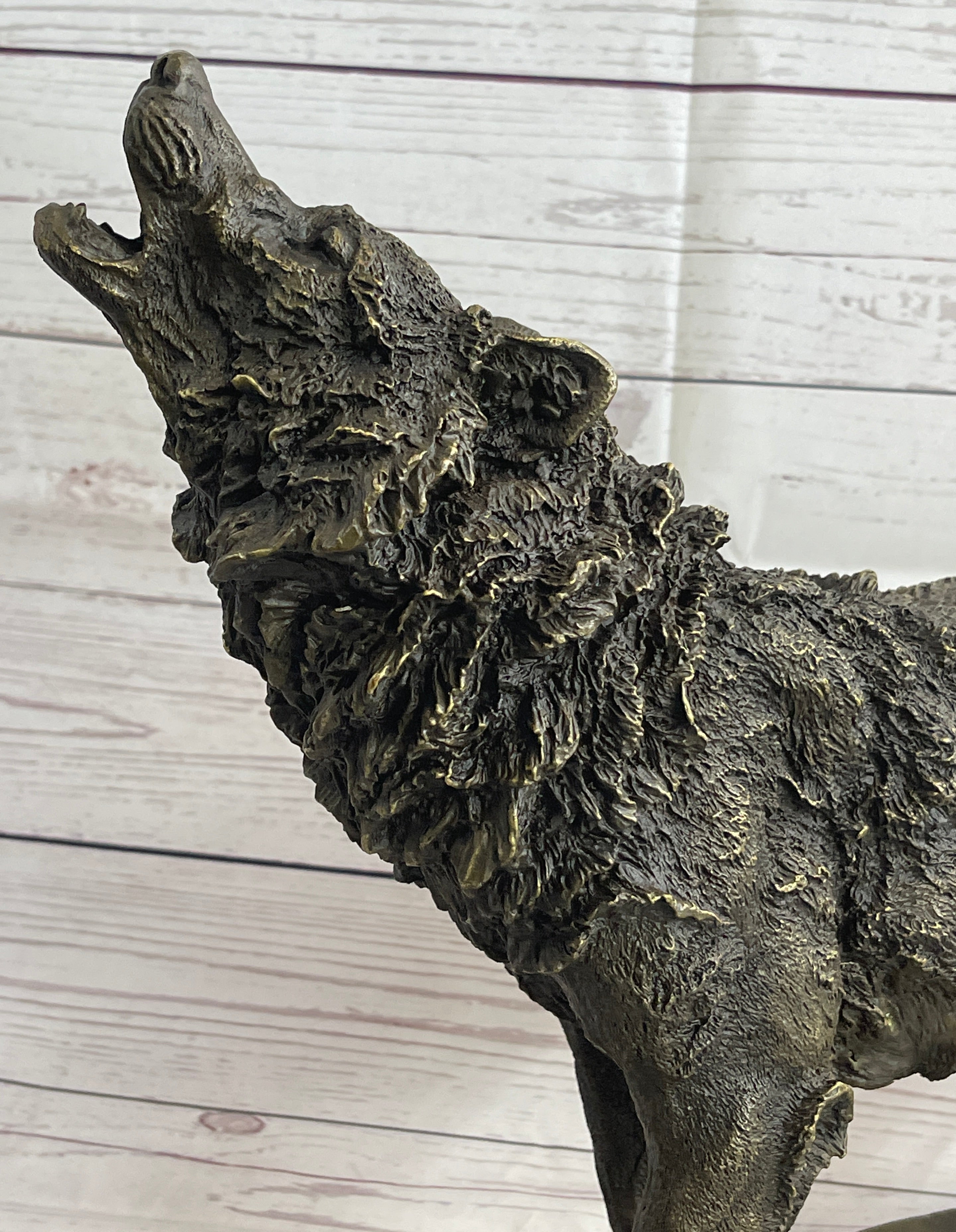 Extra Large Wild Animal Life Wolf Dog Bronze Sculpture Hot Cast Marble Figurine