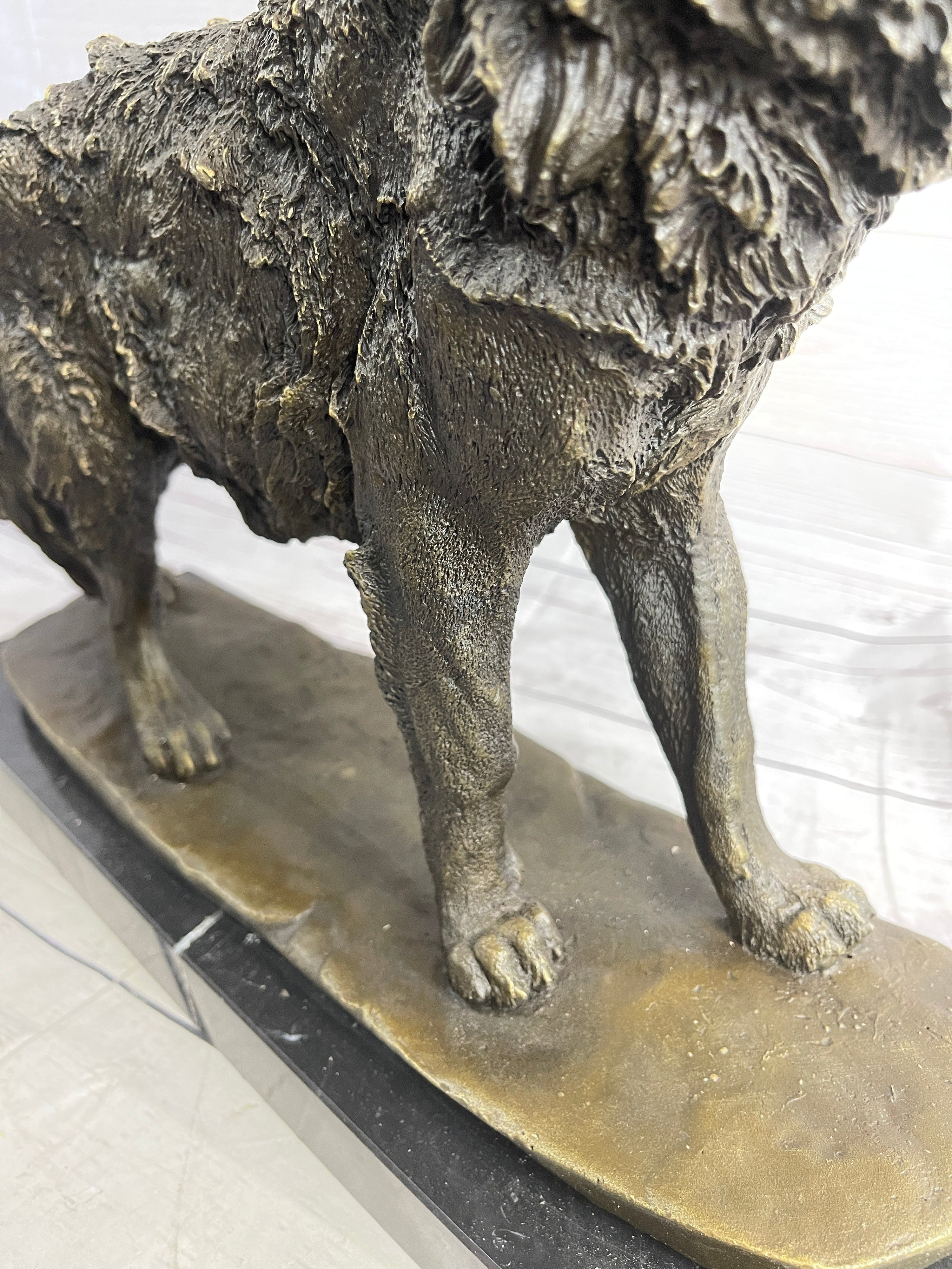 Extra Large Wild Animal Life Wolf Dog Bronze Sculpture Hot Cast Marble Figurine