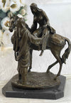 Orientalist Bronze Sculpture – Arab Horseman and Lady on Horseback Scene