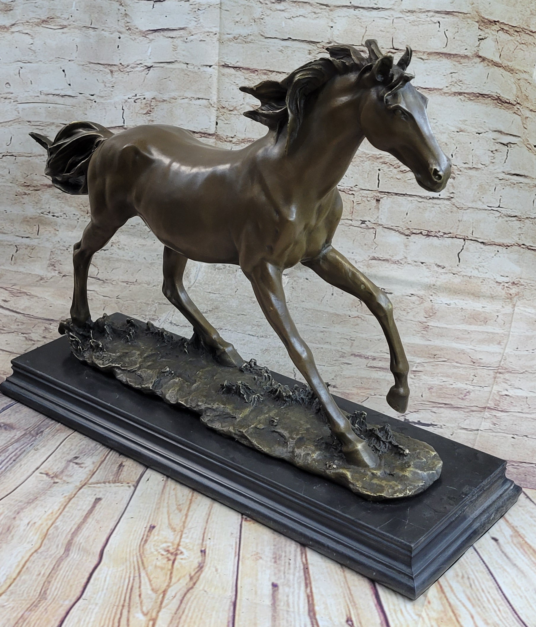Galloping Horse Bronze Statue Sculpture Equestrian Art PJ Mene 15" x 24"