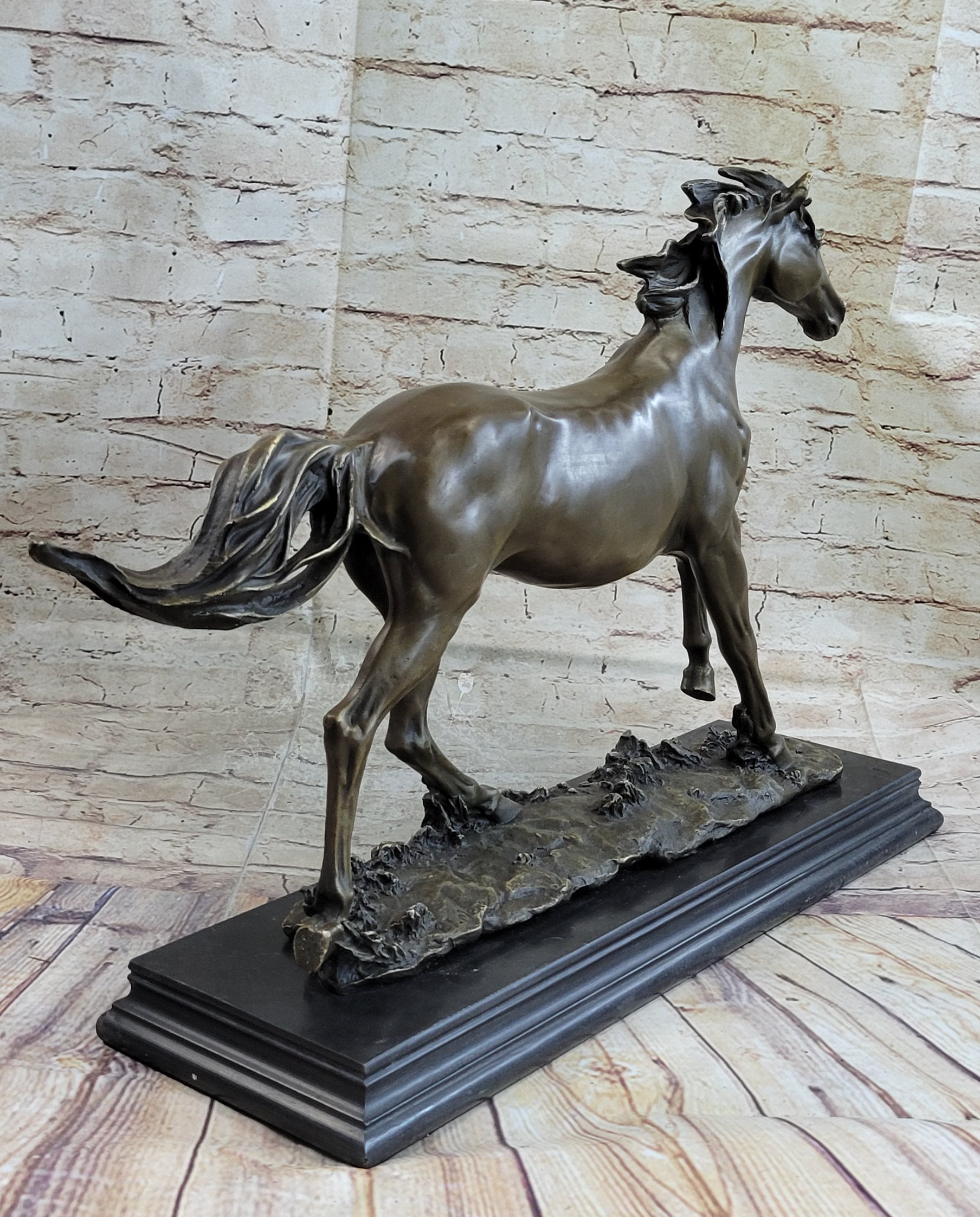 Galloping Horse Bronze Statue Sculpture Equestrian Art PJ Mene 15" x 24"