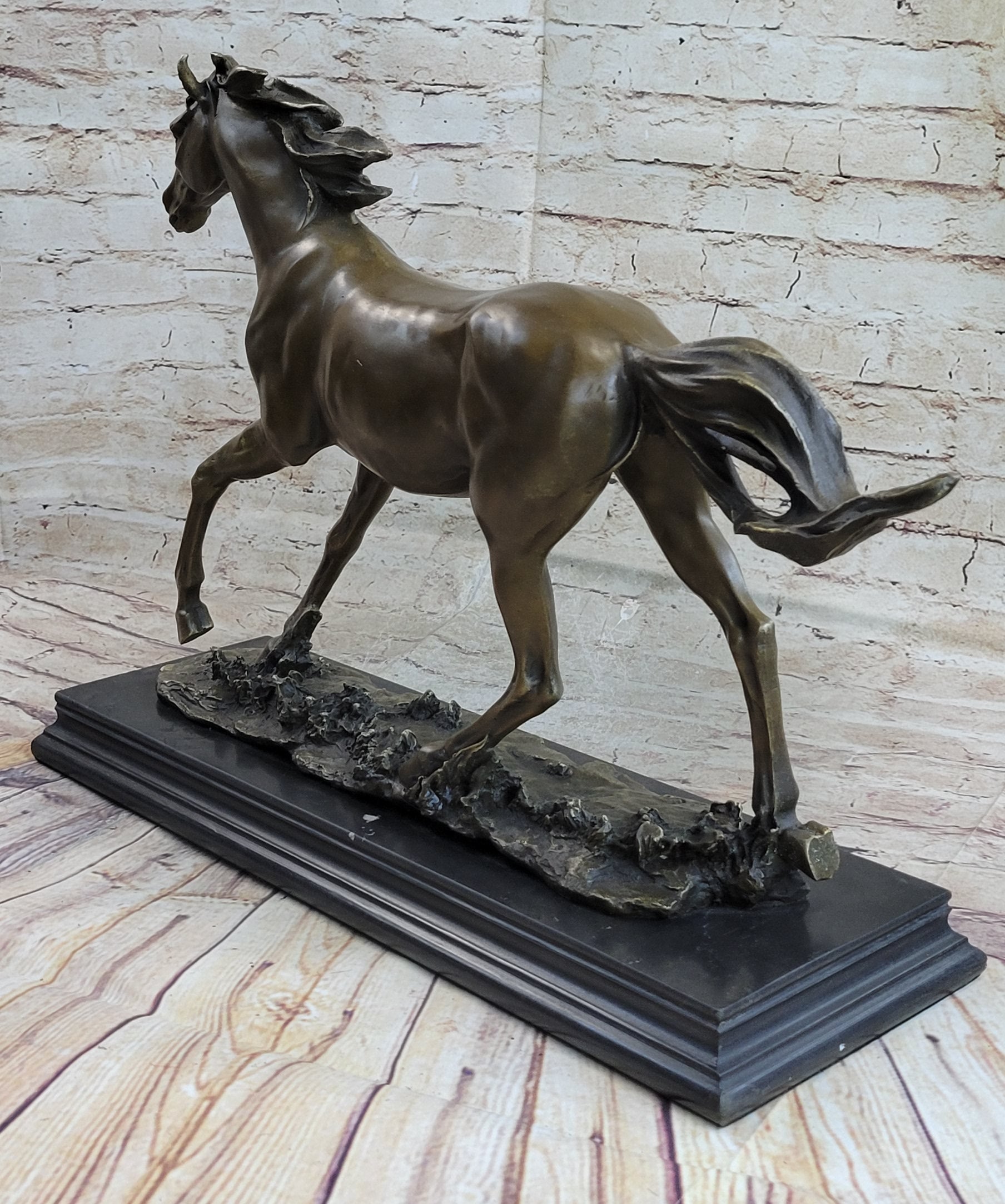 Galloping Horse Bronze Statue Sculpture Equestrian Art PJ Mene 15" x 24"