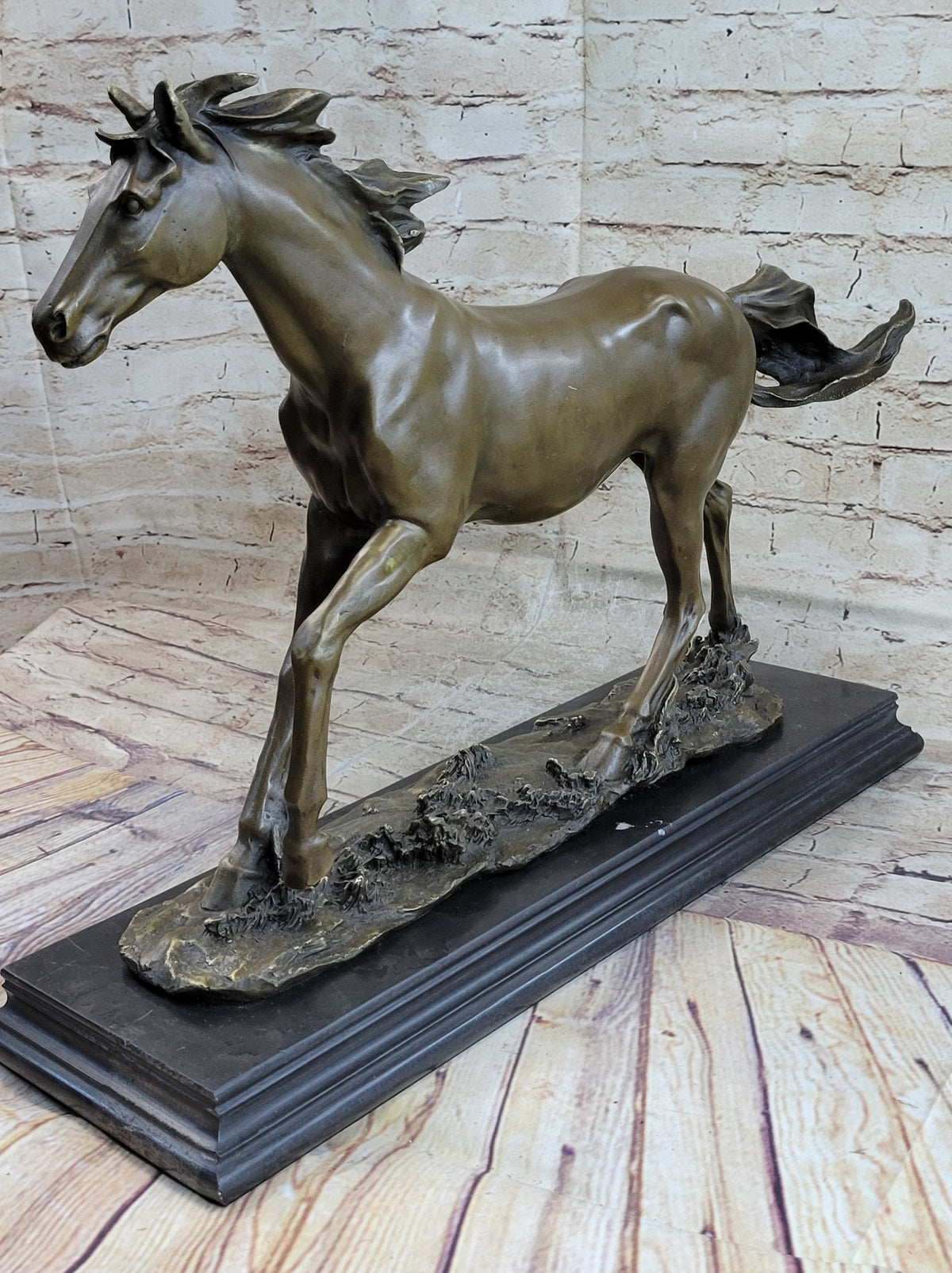 Galloping Horse Bronze Statue Sculpture Equestrian Art PJ Mene 15" x 24"