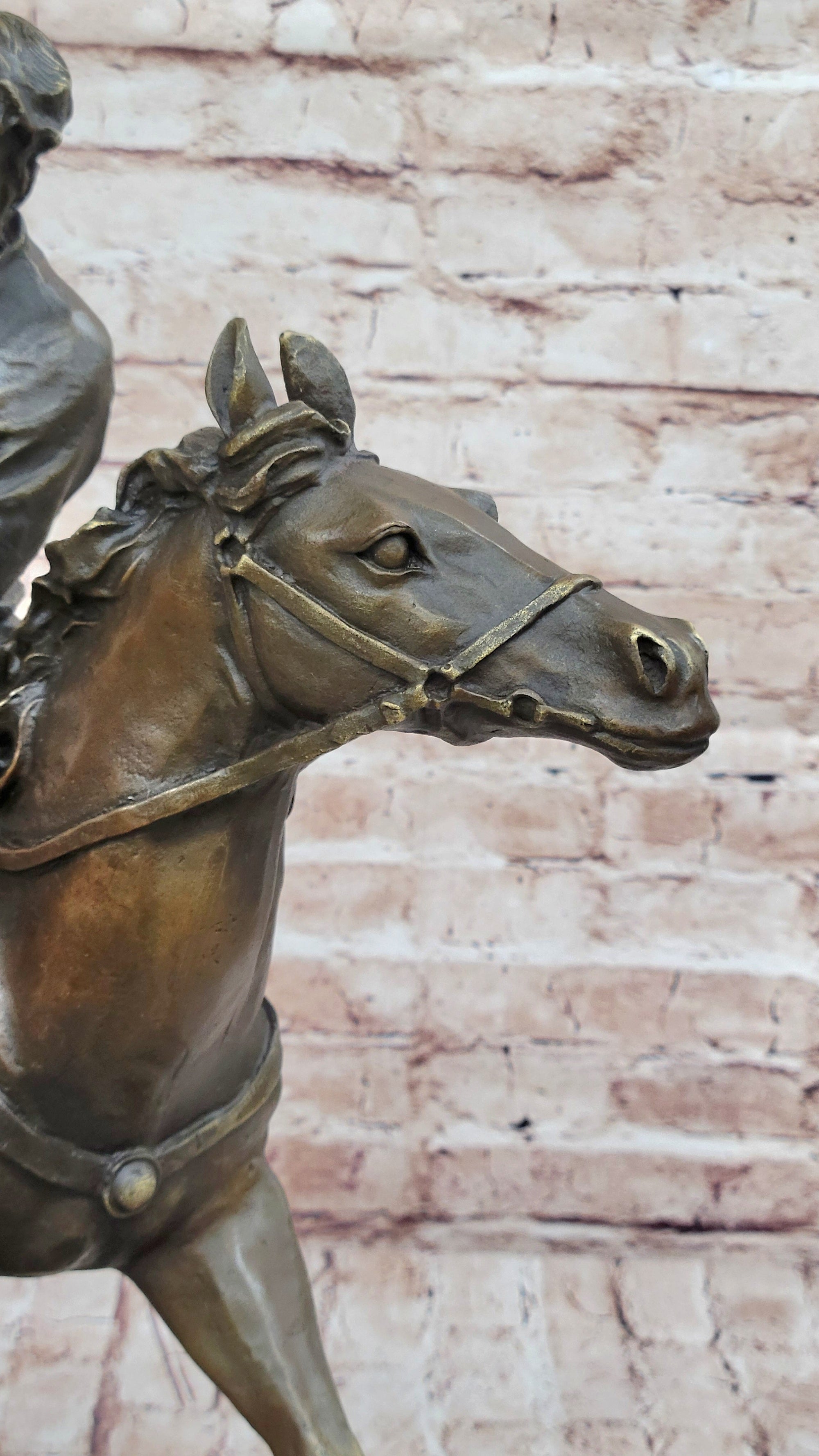 Bronze Kazakh Falconer on Horseback Sculpture with Hunting Eagle