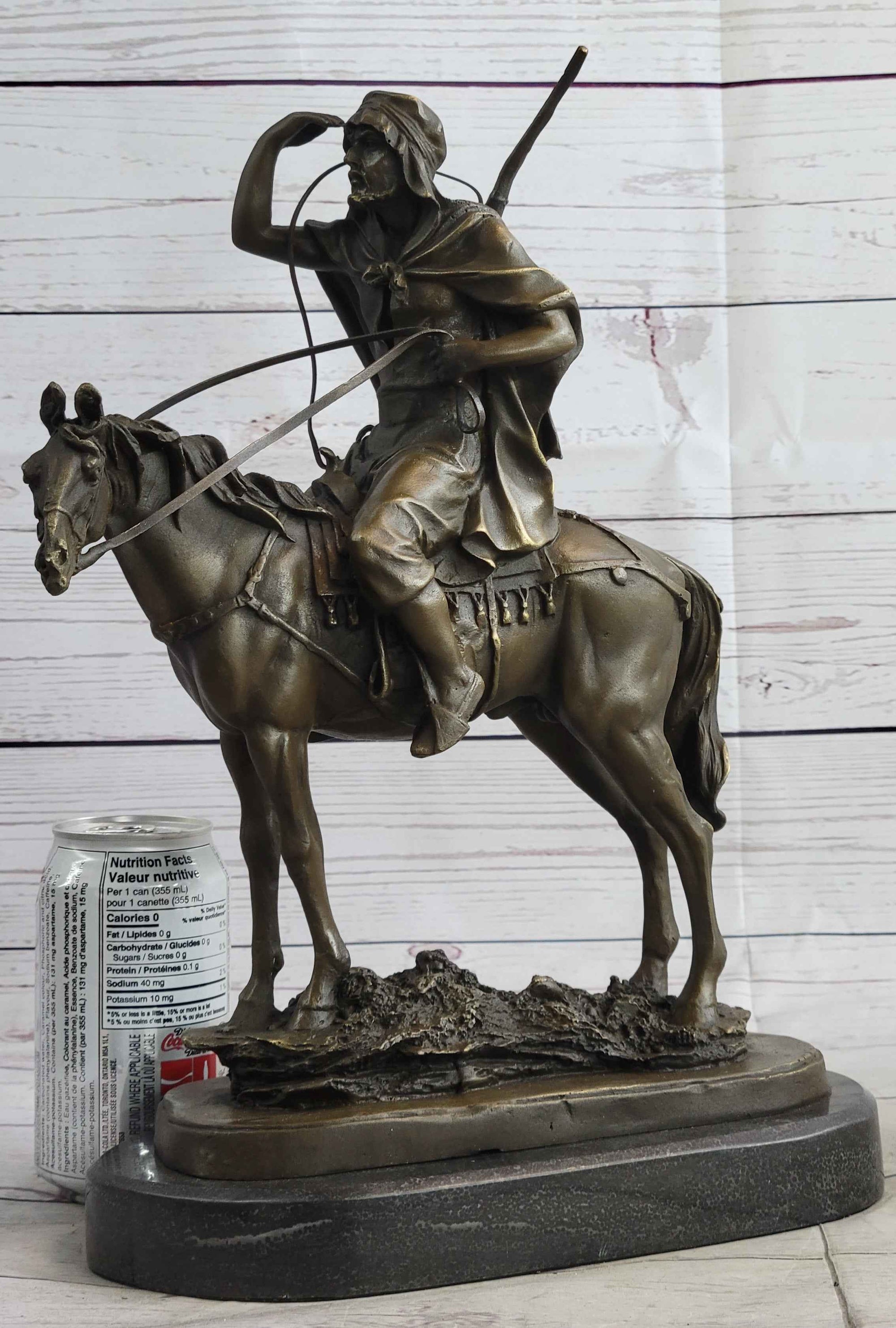 Lawrence of Arabia Bronze Sculpture Statue of Arabian Man on Horseback on Marble Base