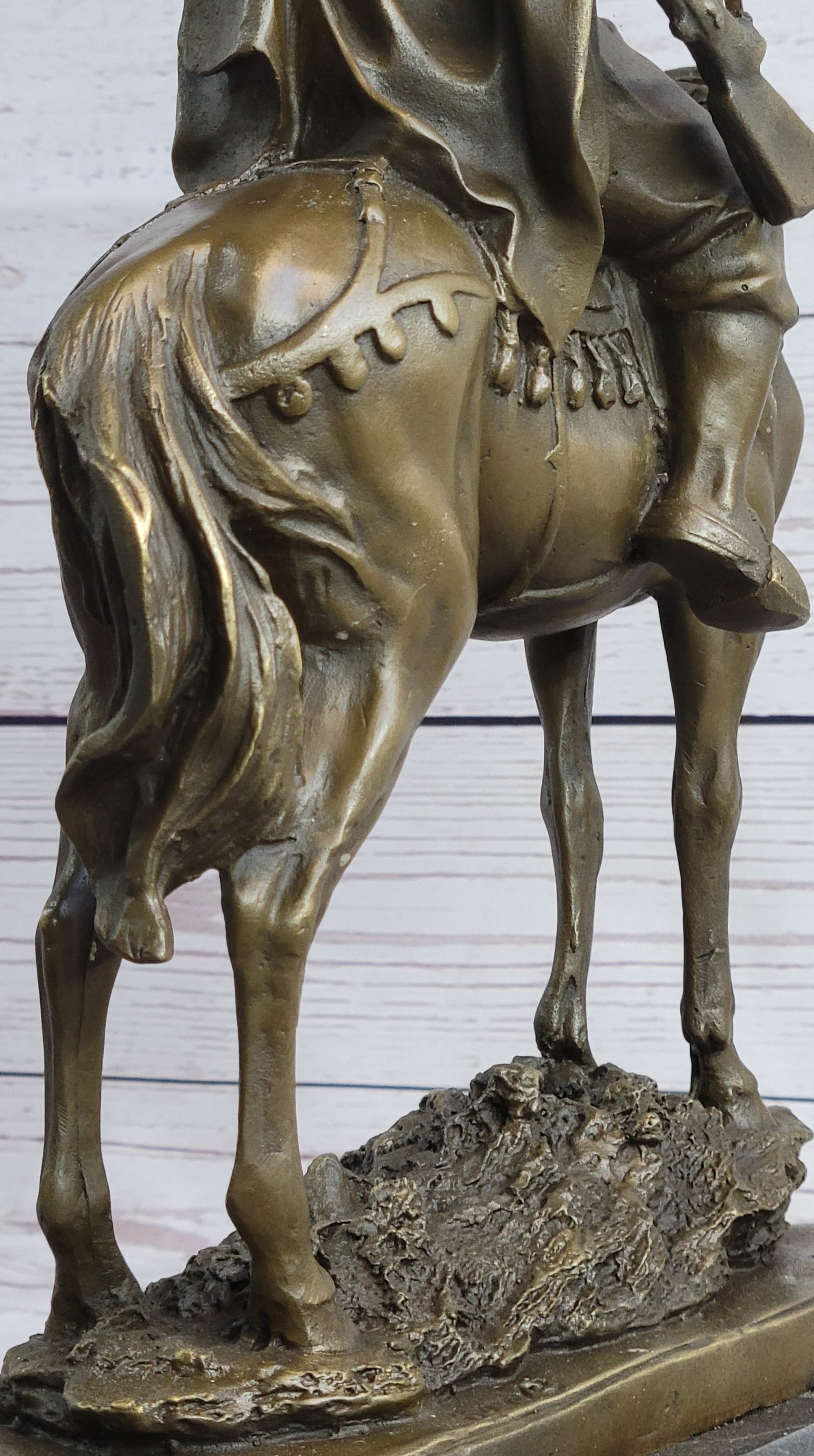 Lawrence of Arabia Bronze Sculpture Statue of Arabian Man on Horseback on Marble Base