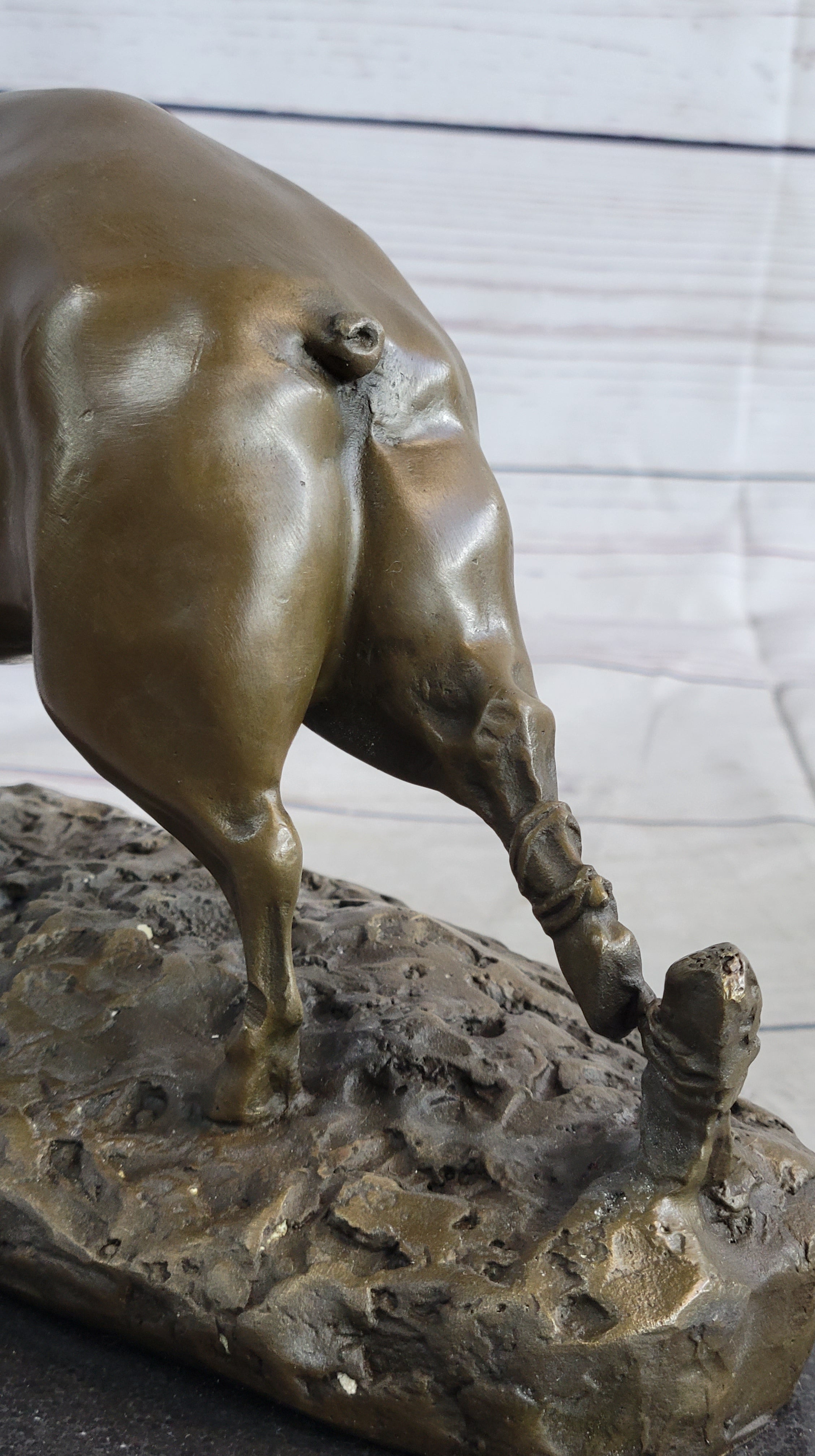 Cute Pig Hog Farm Animal Bronze Metal Statue Sculpture Figurine Decor Signed Art