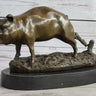Cute Pig Hog Farm Animal Bronze Metal Statue Sculpture Figurine Decor Signed Art