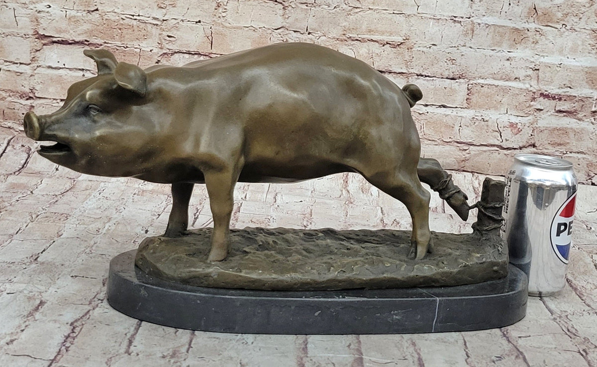 Signed Wild Pig bronze Sculpture Figure Art Deco Figurine Home Decor Decoration | HT Animal Supply