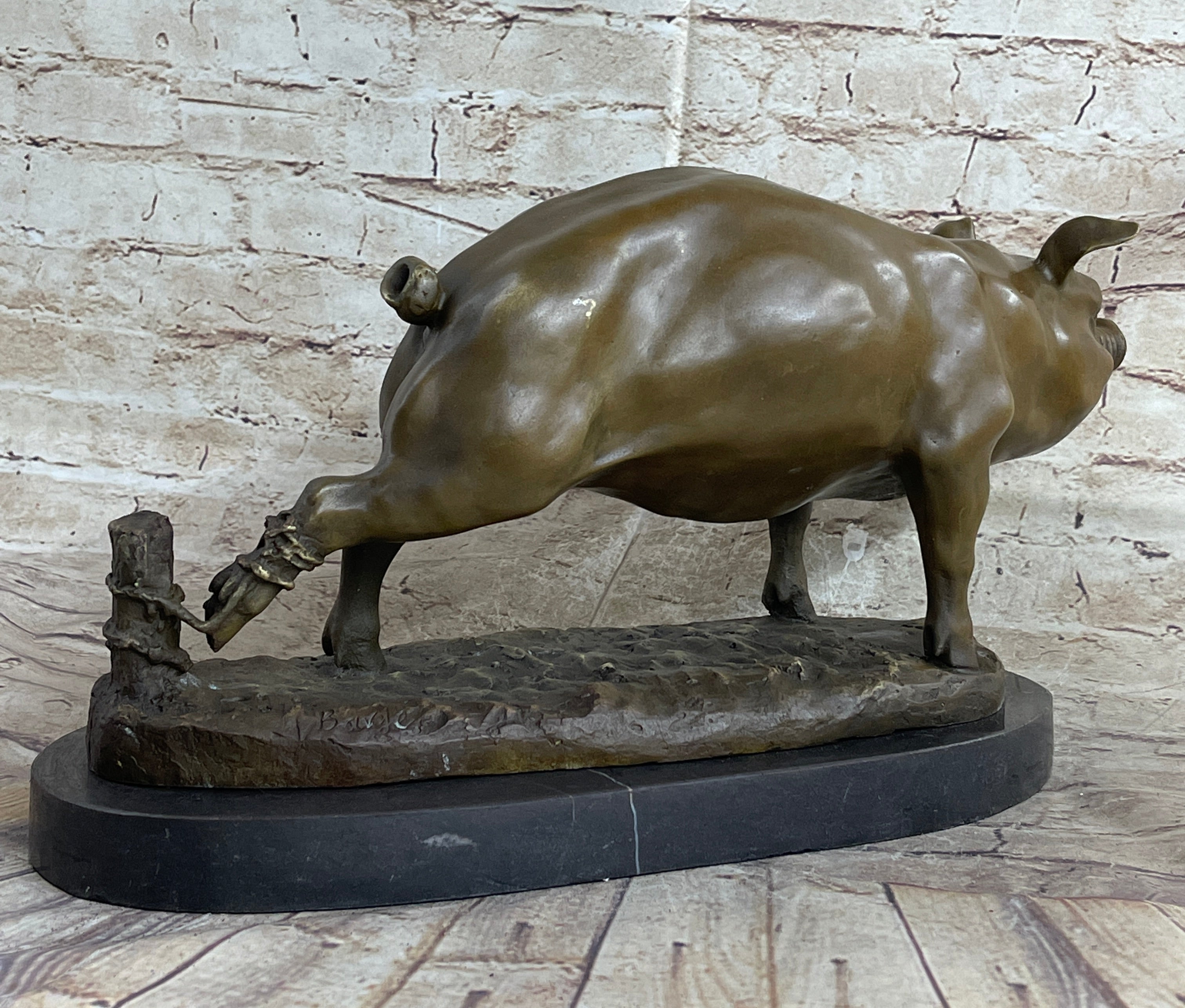 Signed Wild Pig bronze Sculpture Figure Art Deco Figurine Home Decor Decoration