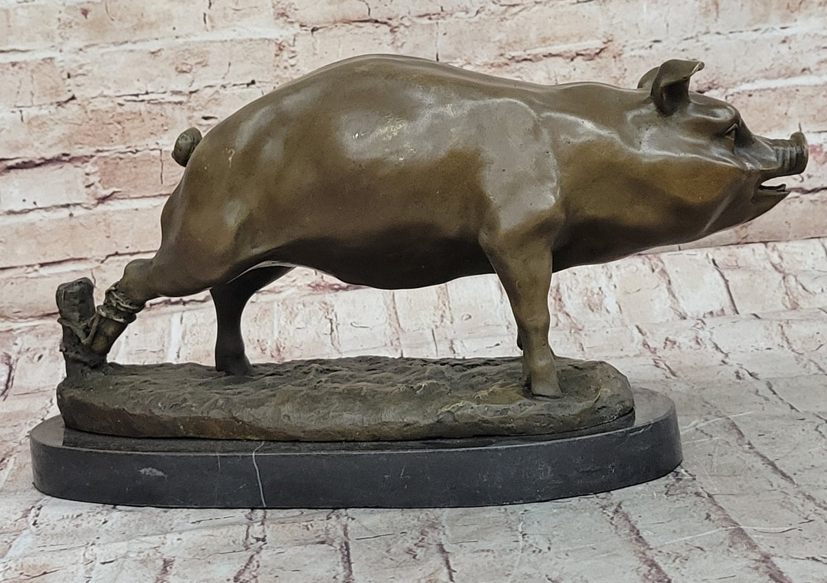 Signed Wild Pig bronze Sculpture Figure Art Deco Figurine Home Decor Decoration | HT Animal Supply