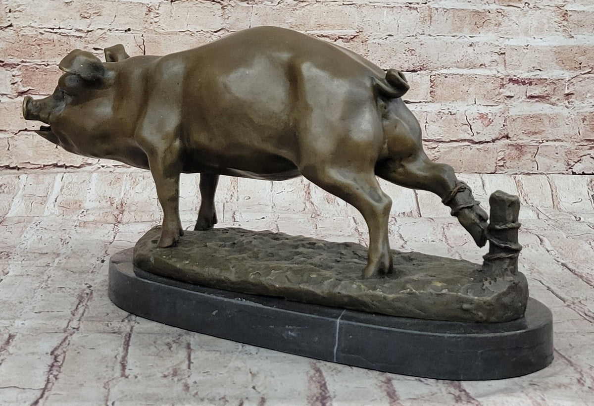 Signed Wild Pig bronze Sculpture Figure Art Deco Figurine Home Decor Decoration | HT Animal Supply