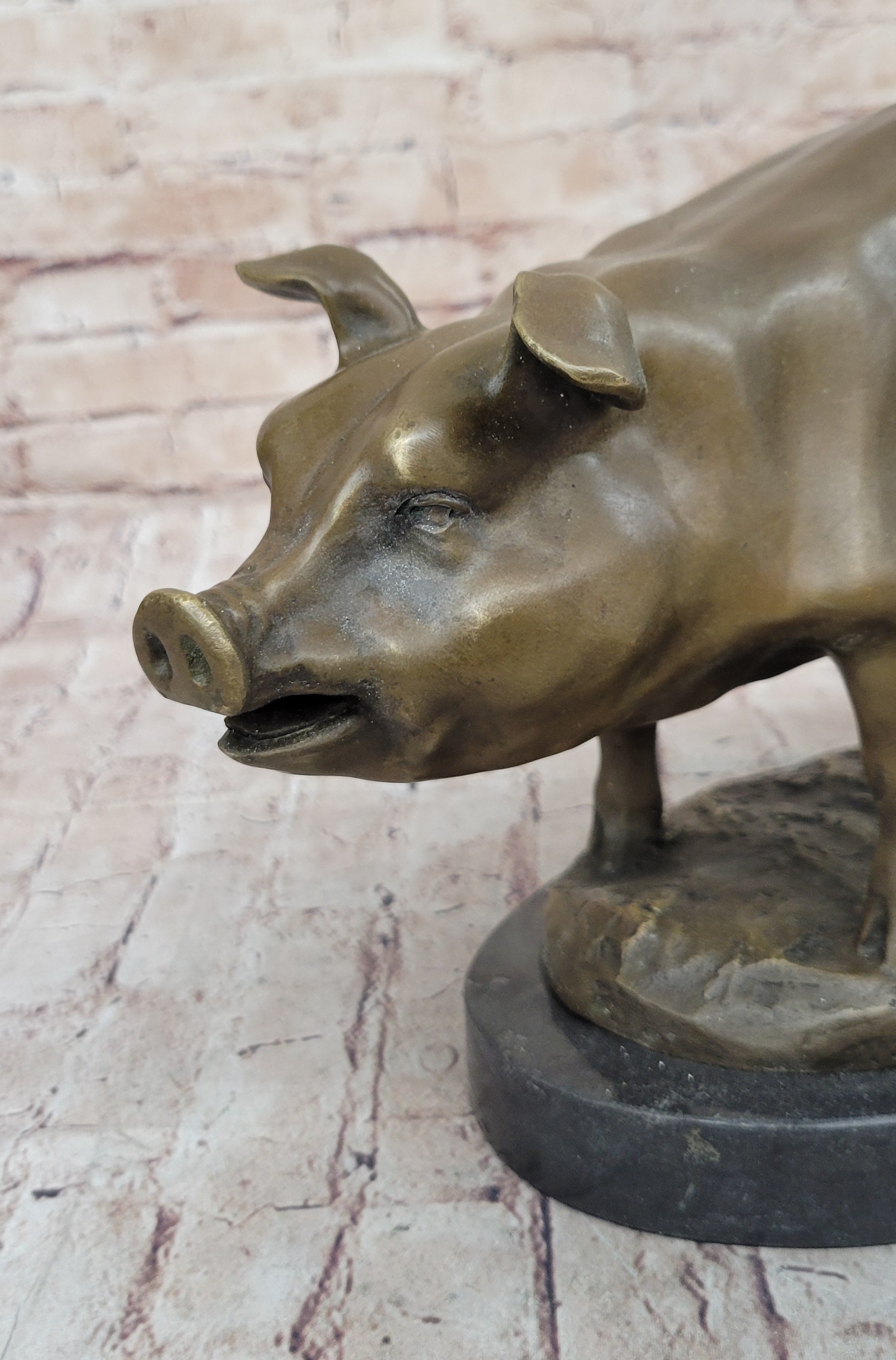 Signed Wild Pig bronze Sculpture Figure Art Deco Figurine Home Decor Decoration